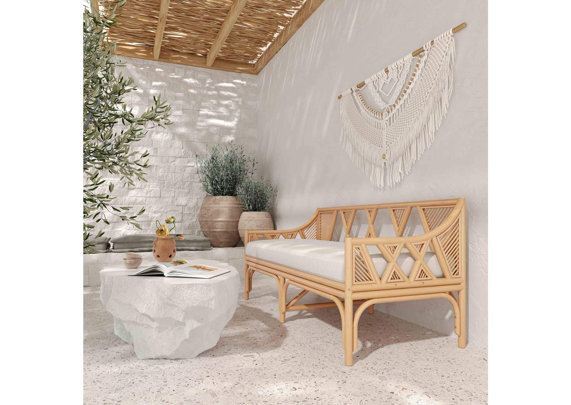Jayla Natural Rattan Bench image 3