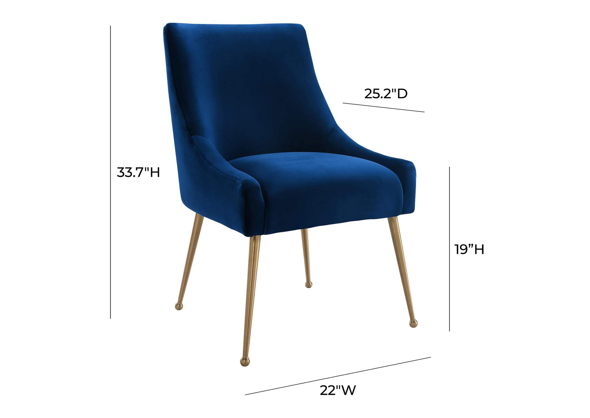 Beatrix Navy Velvet Side Chair image 7