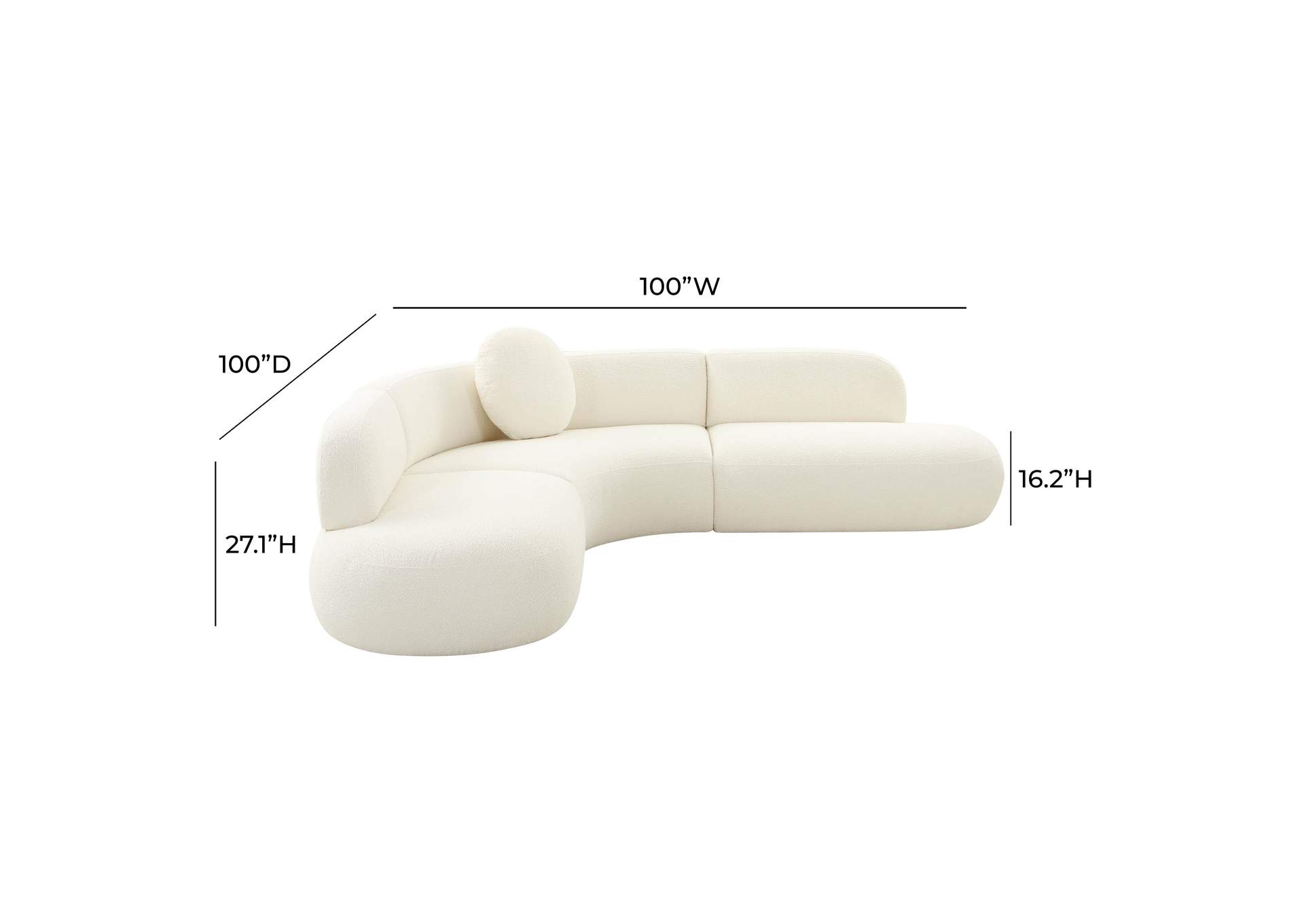 Broohah Cream Boucle Sectional image 7