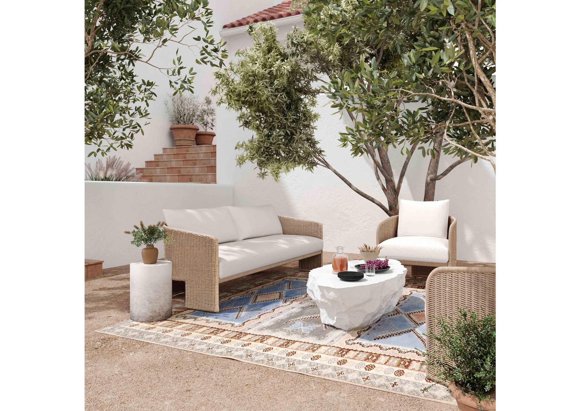 Alexa Cream Performance Fabric Outdoor Armchair image 3