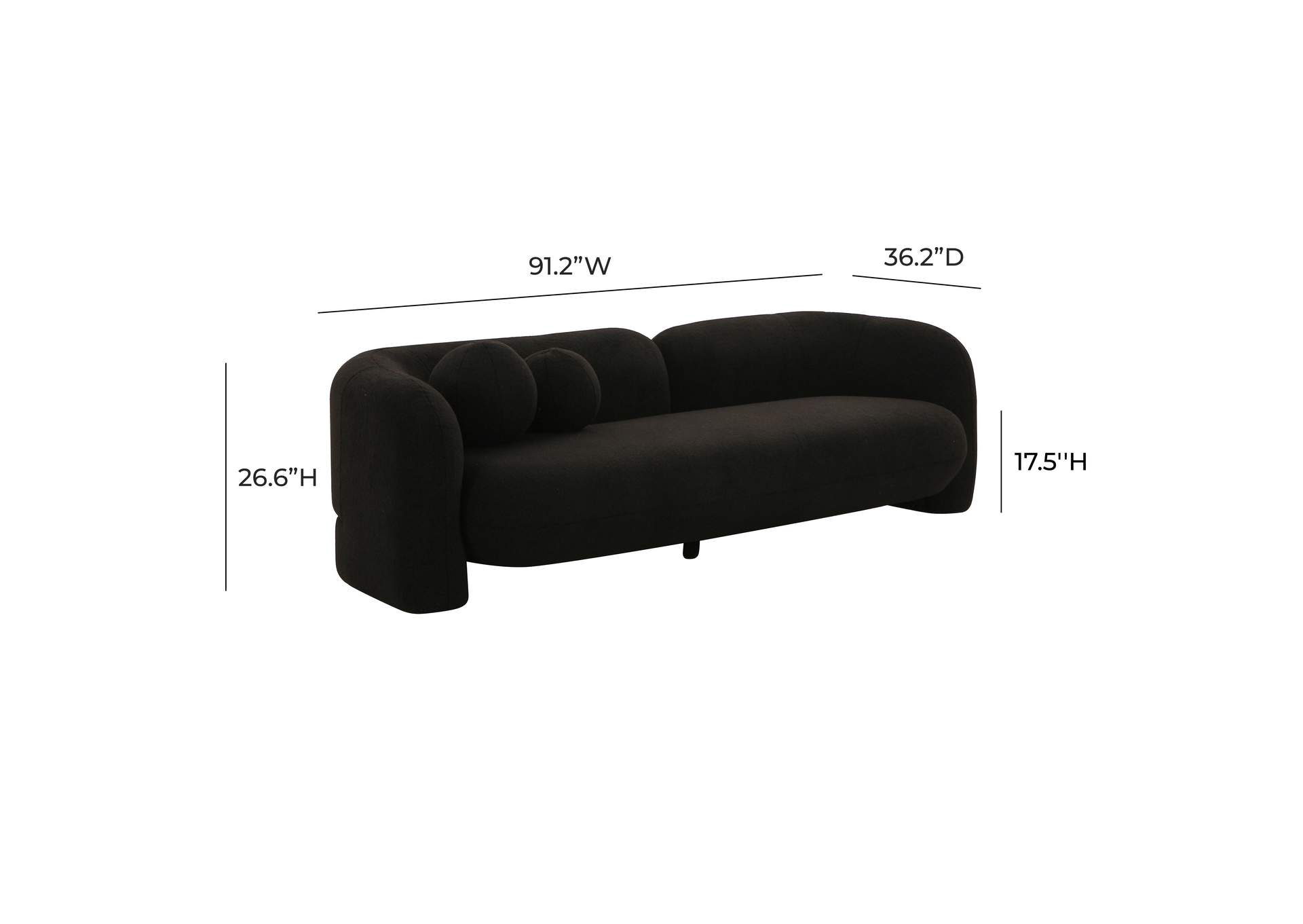Amelie Black Faux Fur Sofa image 5