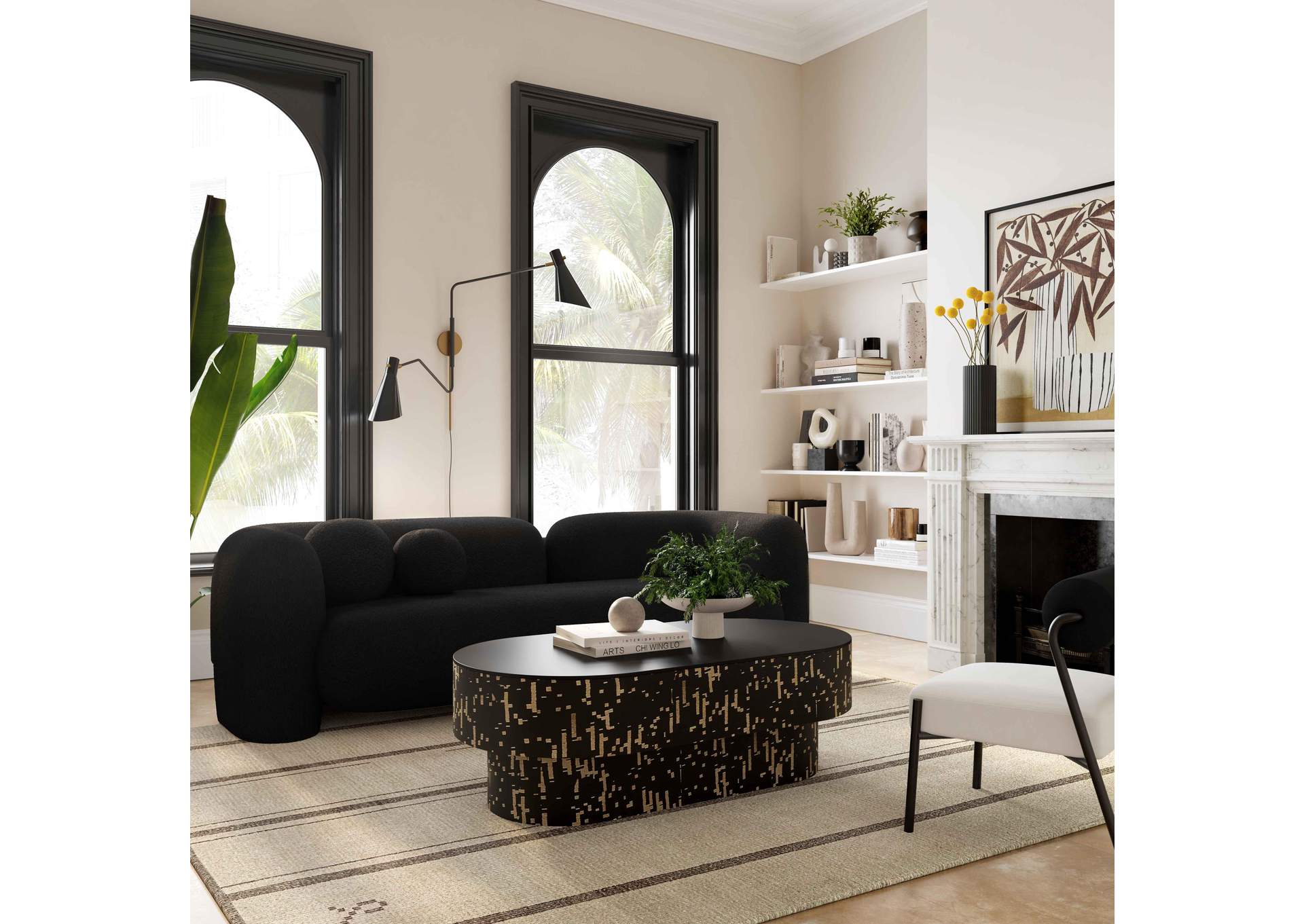 Amelie Black Faux Fur Sofa image 3
