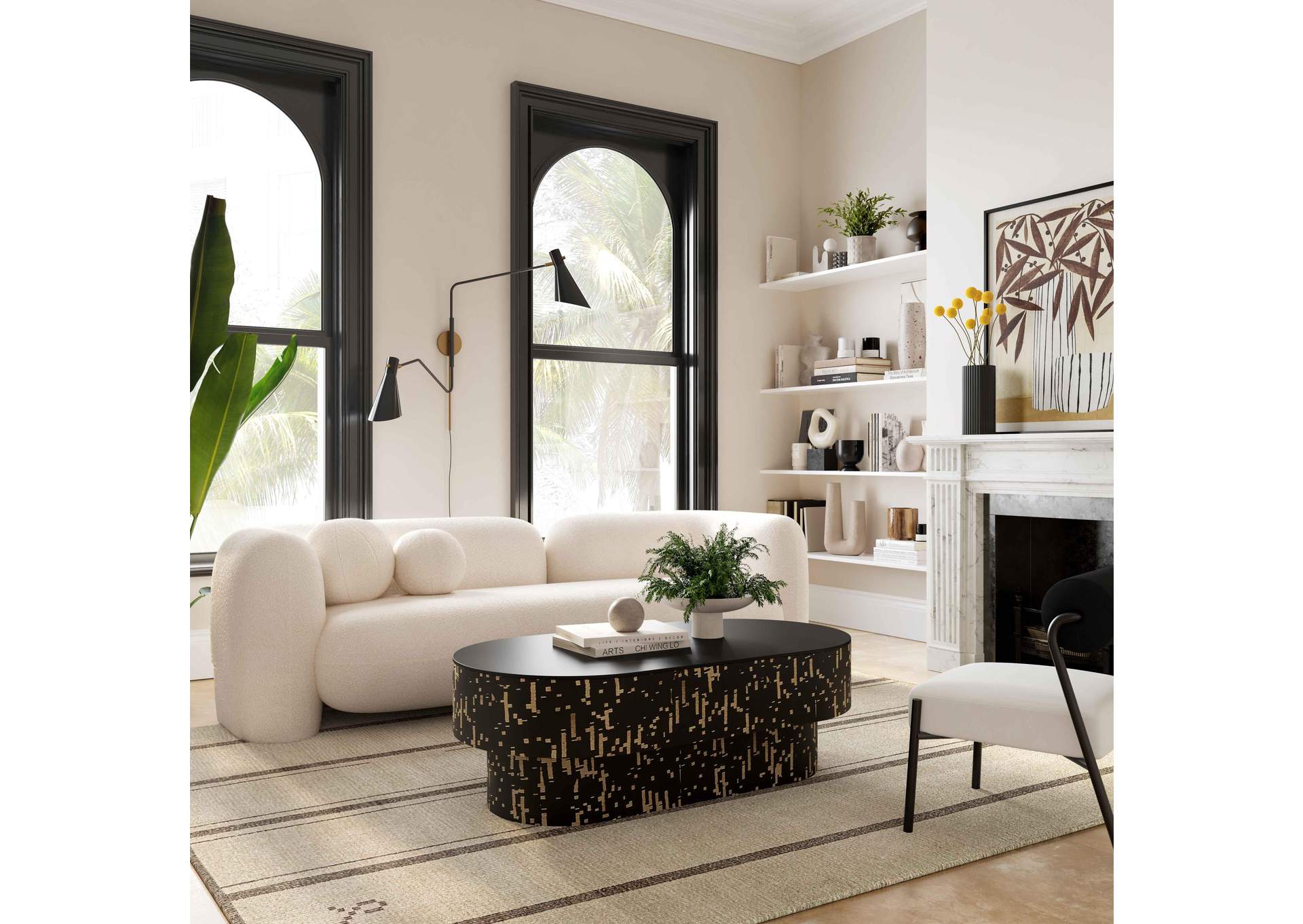 Amelie Cream Faux Fur Sofa image 3
