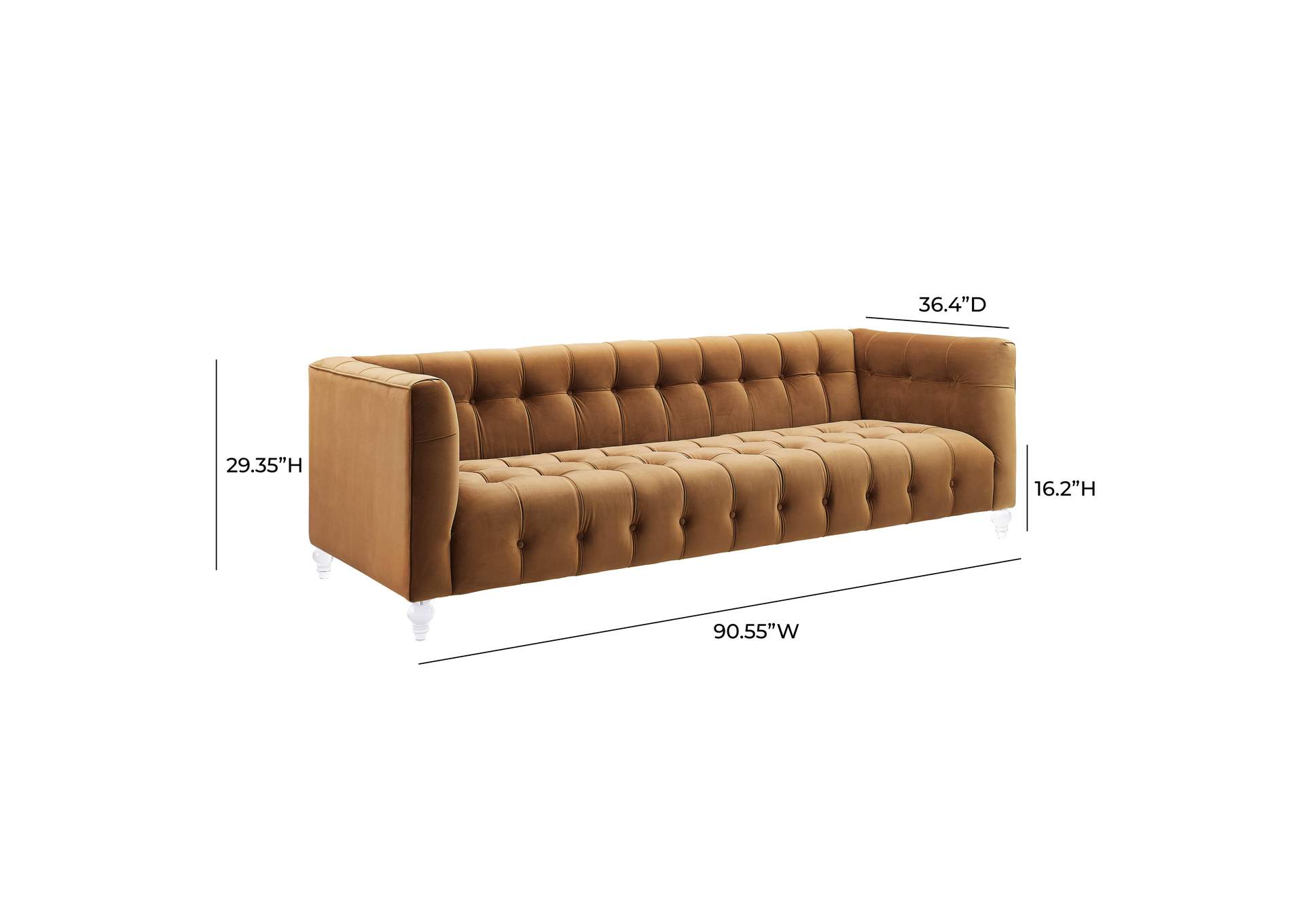 Bea Cognac Velvet Sofa image 6