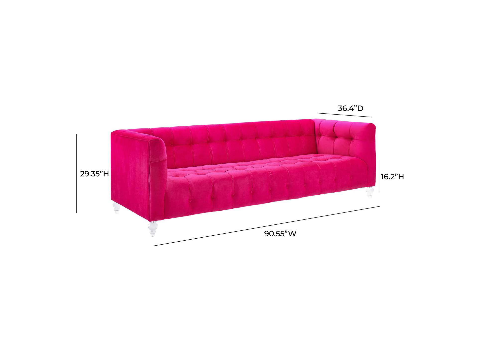 Bea Hot Pink Velvet Sofa image 7
