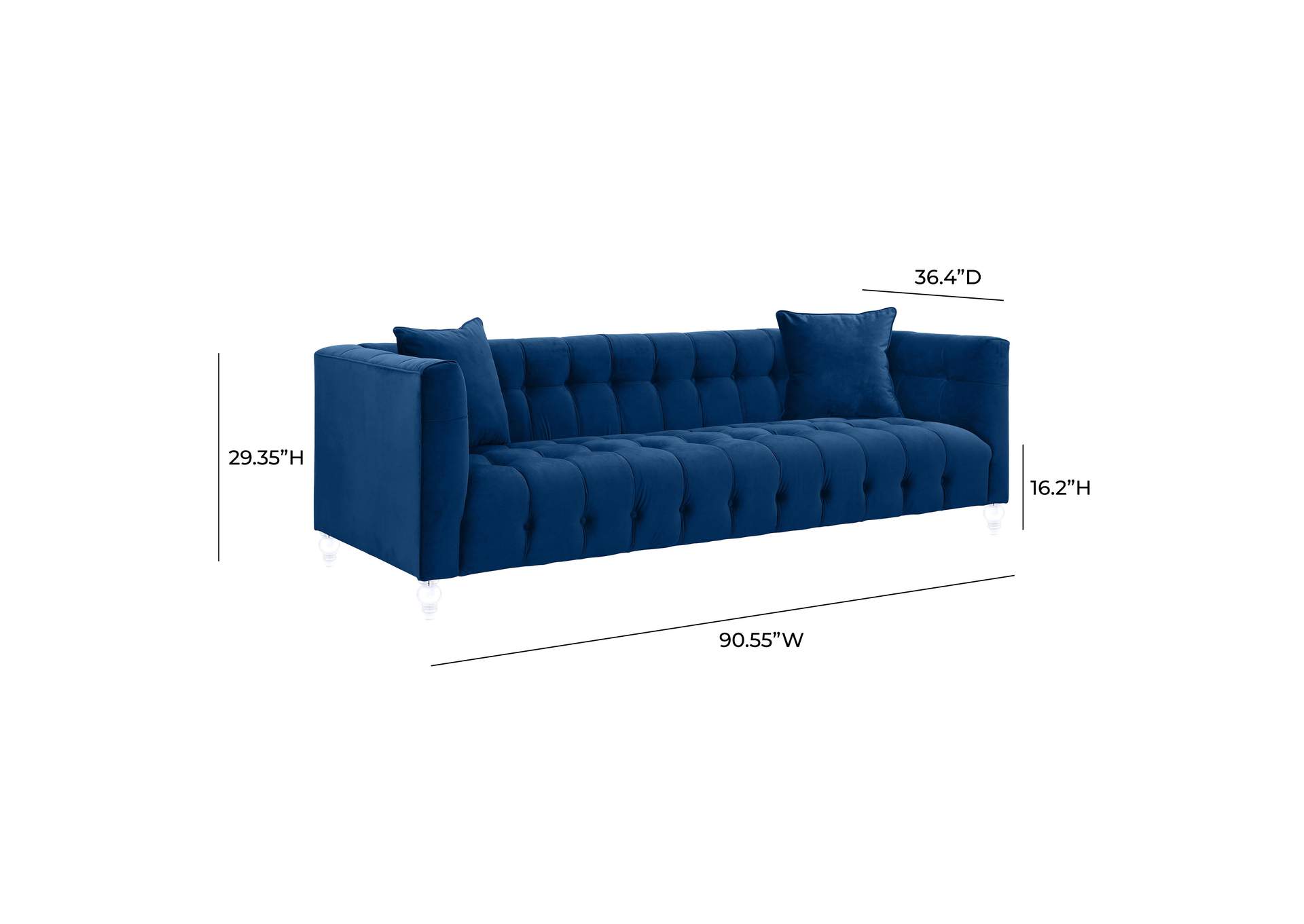 Bea Navy Velvet Sofa image 6