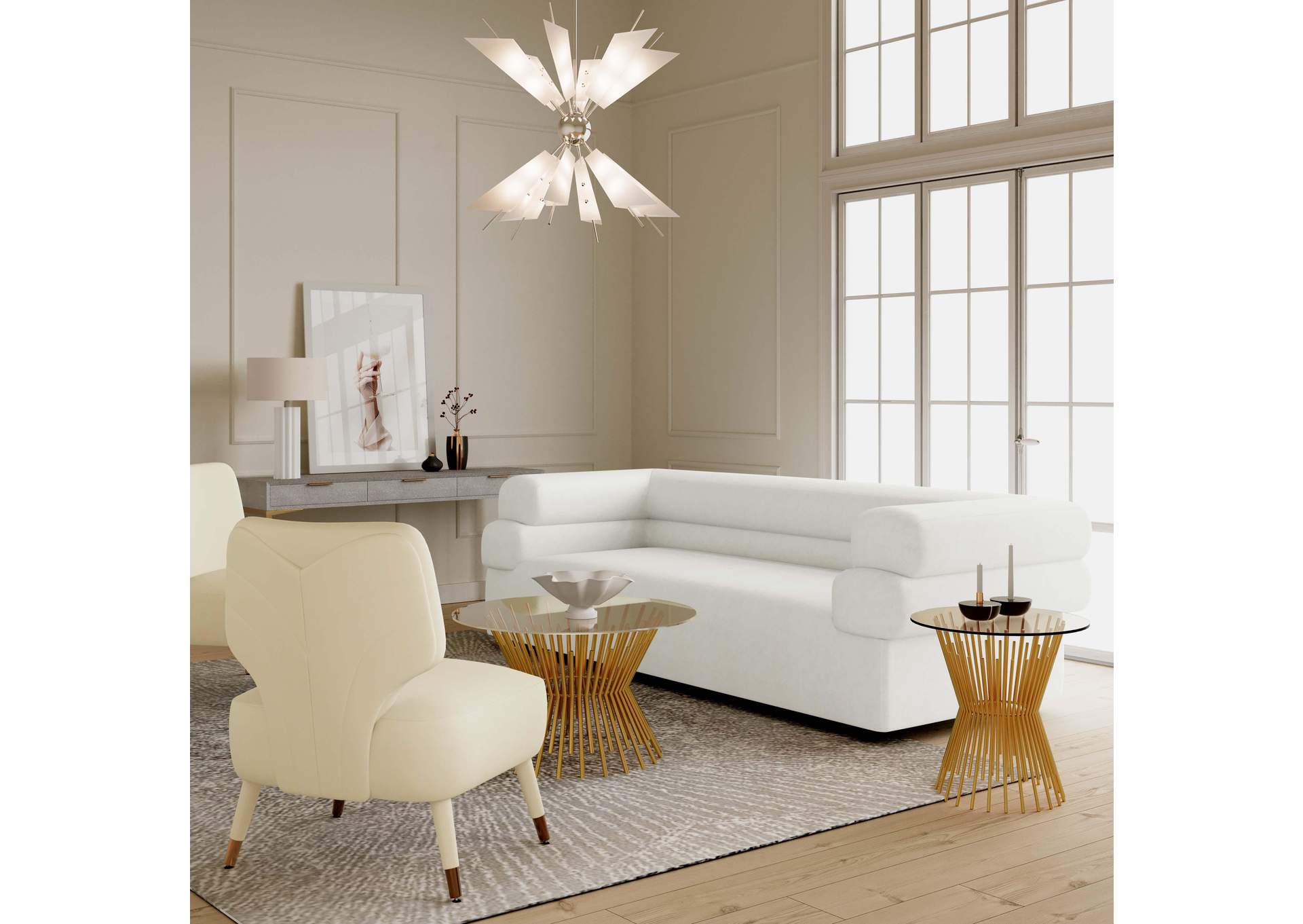 Elsa Cream Velvet Sofa image 3
