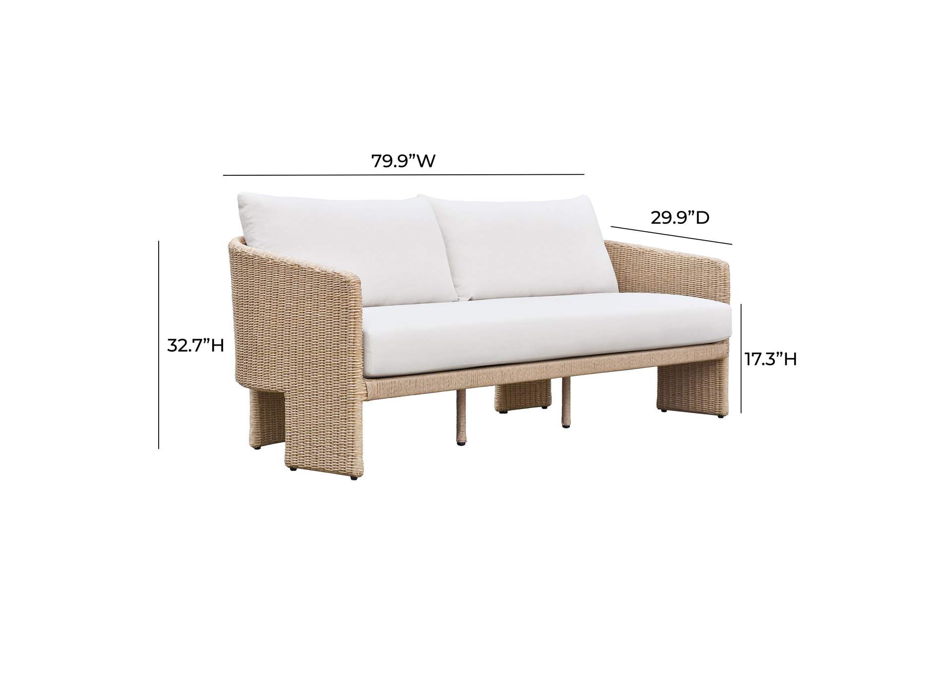 Alexa Cream Performance Fabric Outdoor Sofa image 8