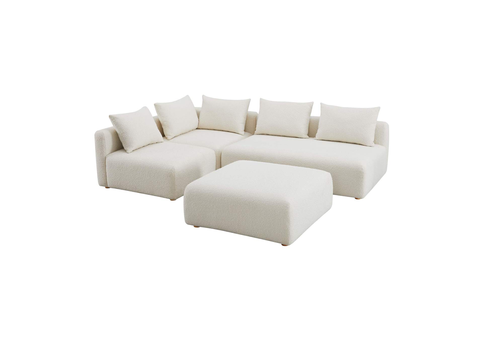 Hangover Cream Boucle 4 - Piece Modular Chaise Sectional image 1