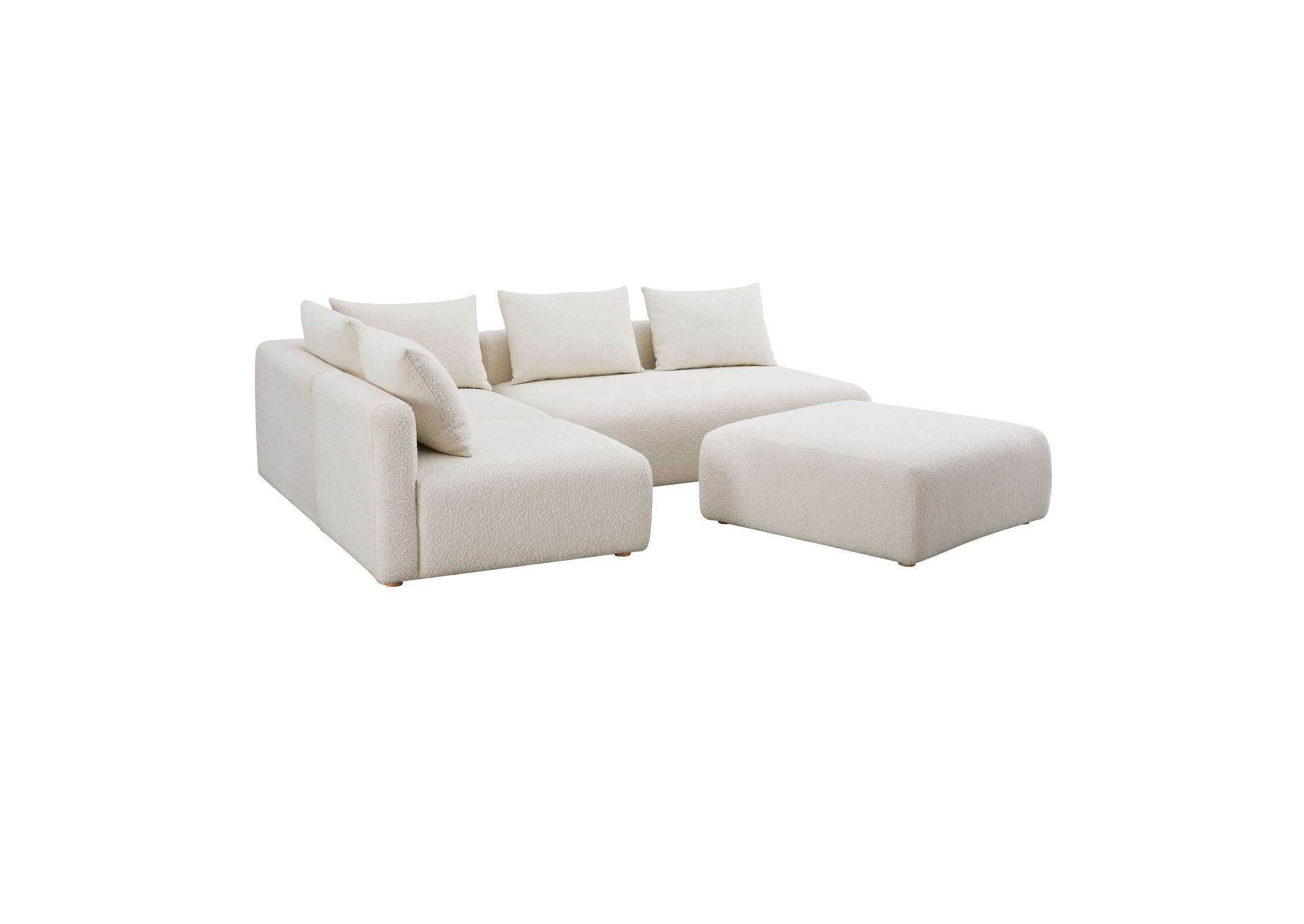 Hangover Cream Boucle 4 - Piece Modular Chaise Sectional image 4
