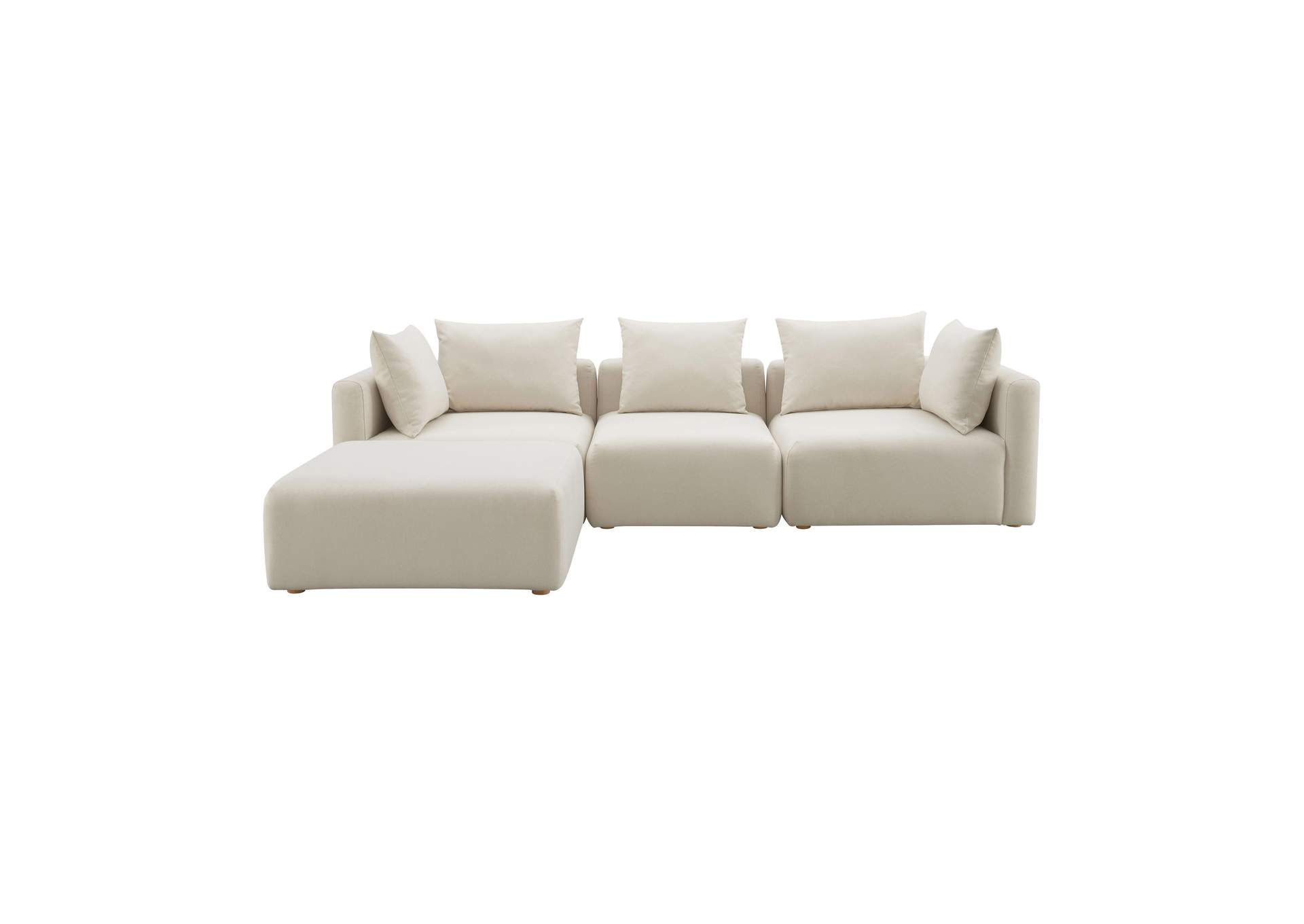 Hangover Cream Performance Linen 4 - Piece Modular Sectional image 1