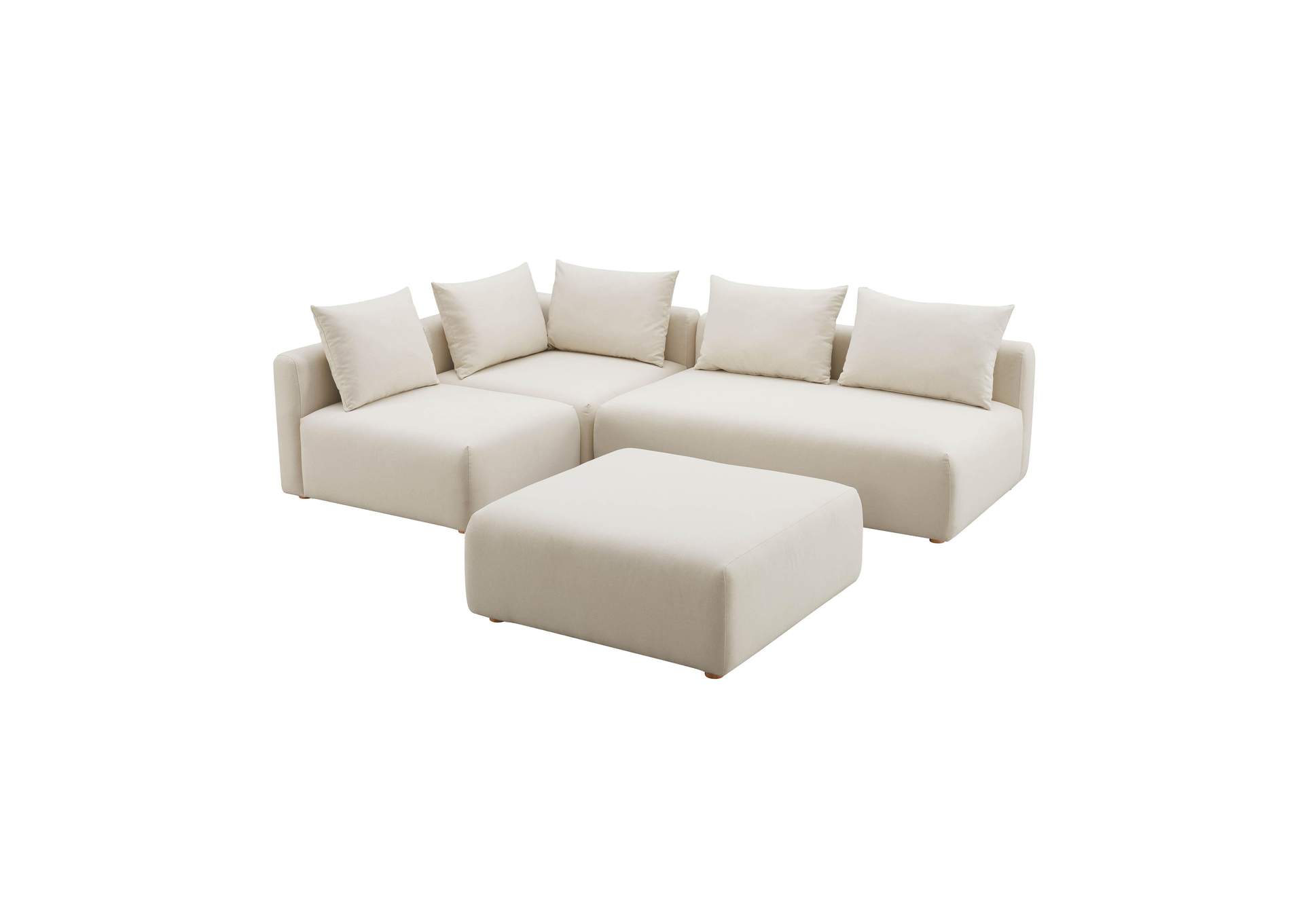 Hangover Cream Performance Linen 4 - Piece Modular Chaise Sectional image 1