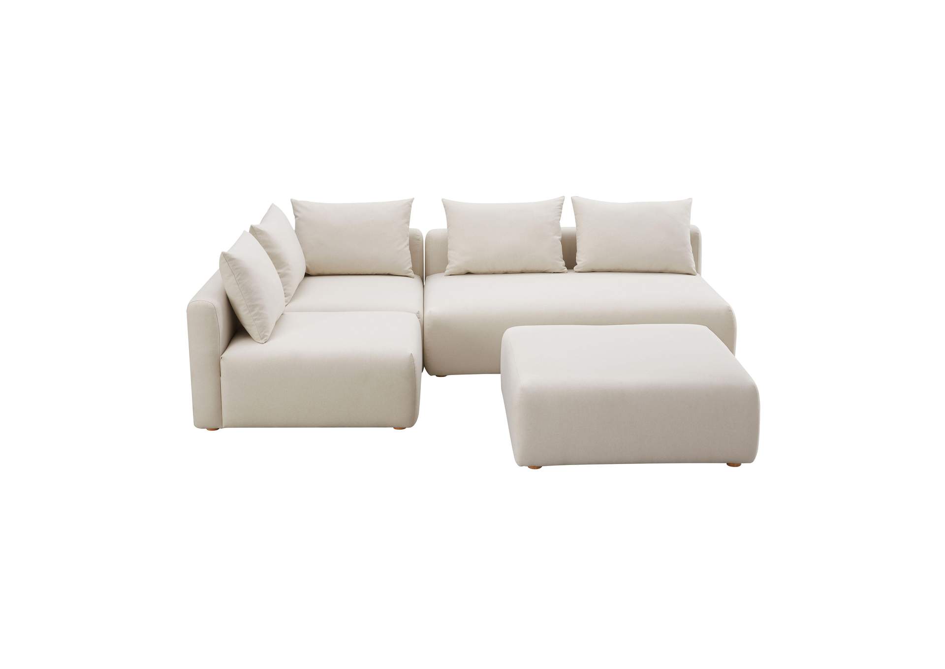 Hangover Cream Performance Linen 4 - Piece Modular Chaise Sectional image 4