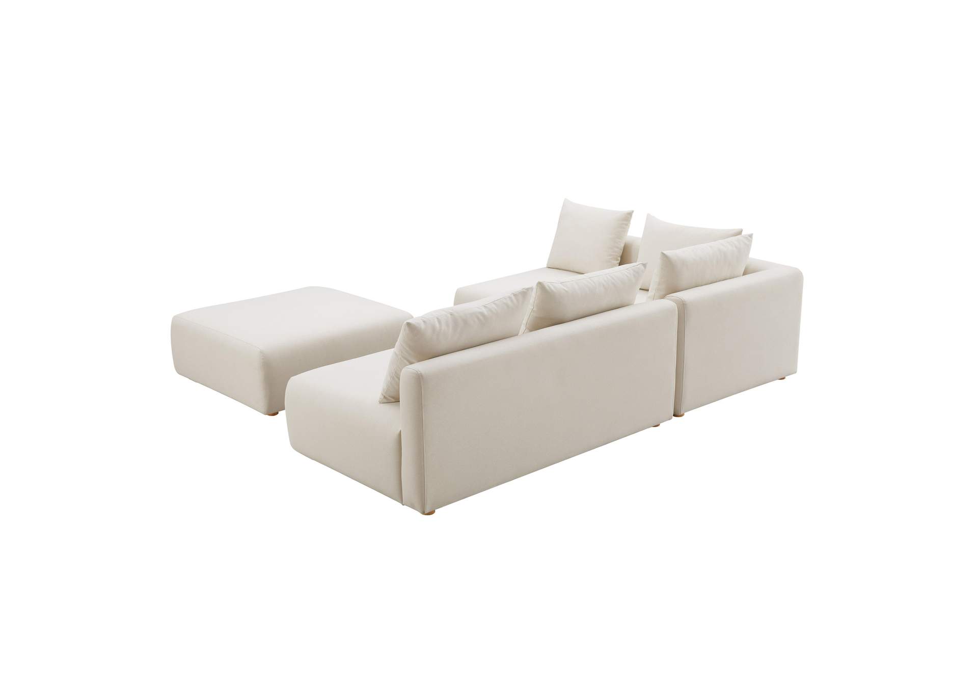 Hangover Cream Performance Linen 4 - Piece Modular Chaise Sectional image 5