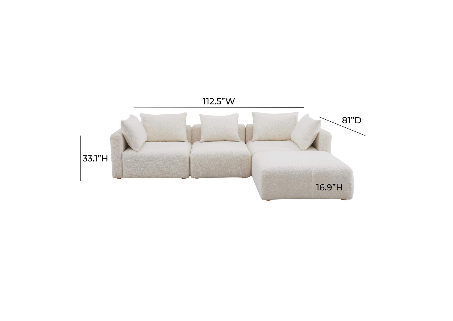 Hangover Cream Boucle 4 - Piece Modular Sectional image 6