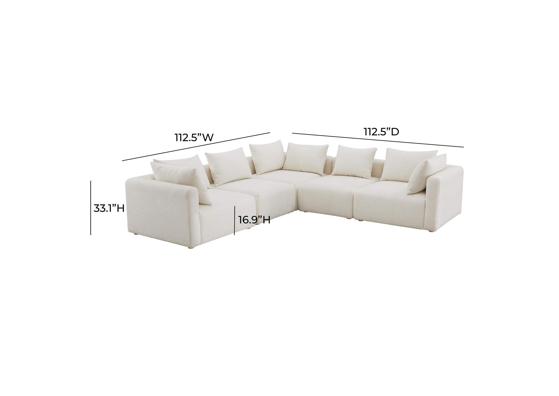 Hangover Cream Boucle 5 - Piece Modular L - Sectional image 6