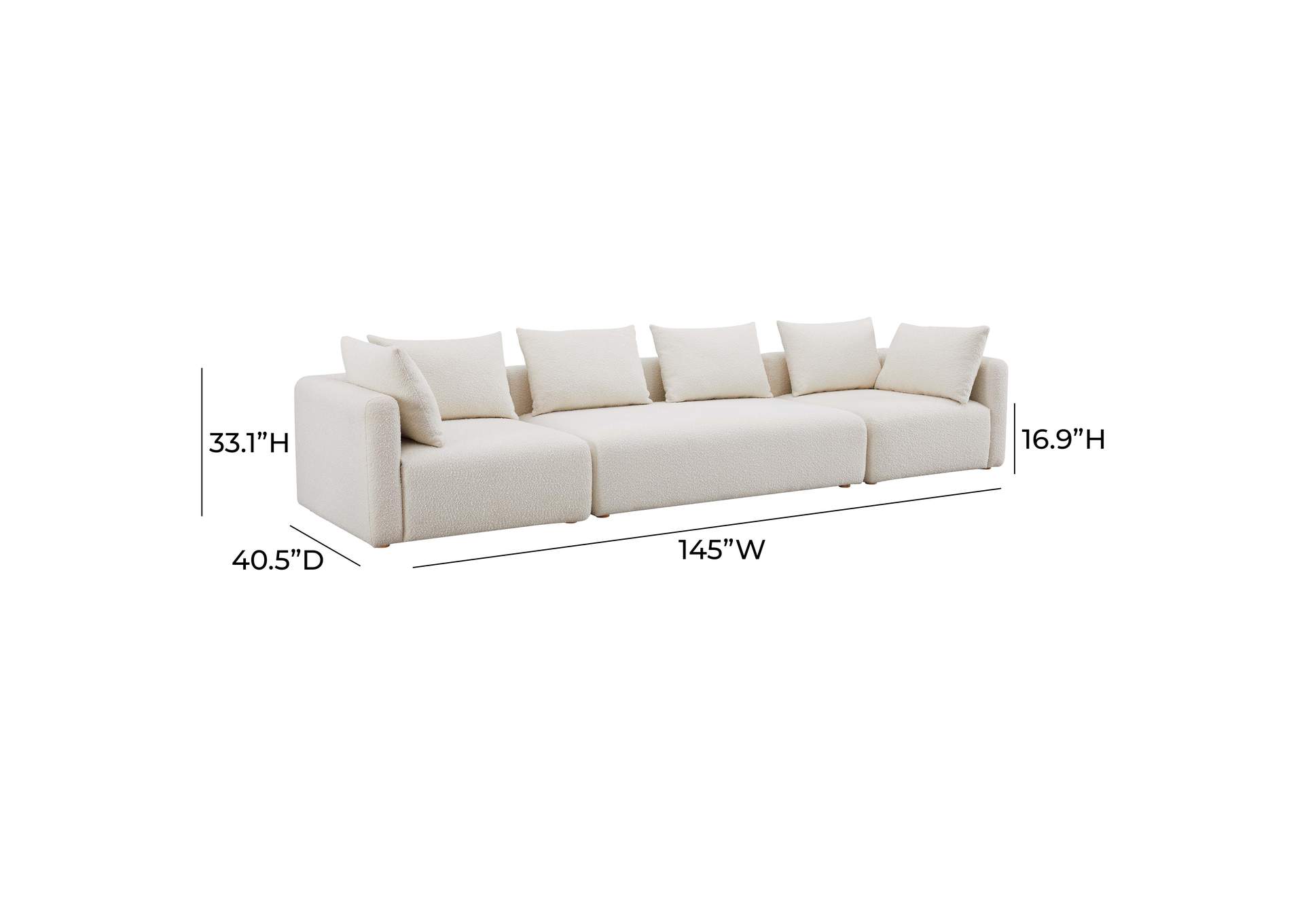 Hangover Cream Boucle 145 Inch Long Sofa image 7
