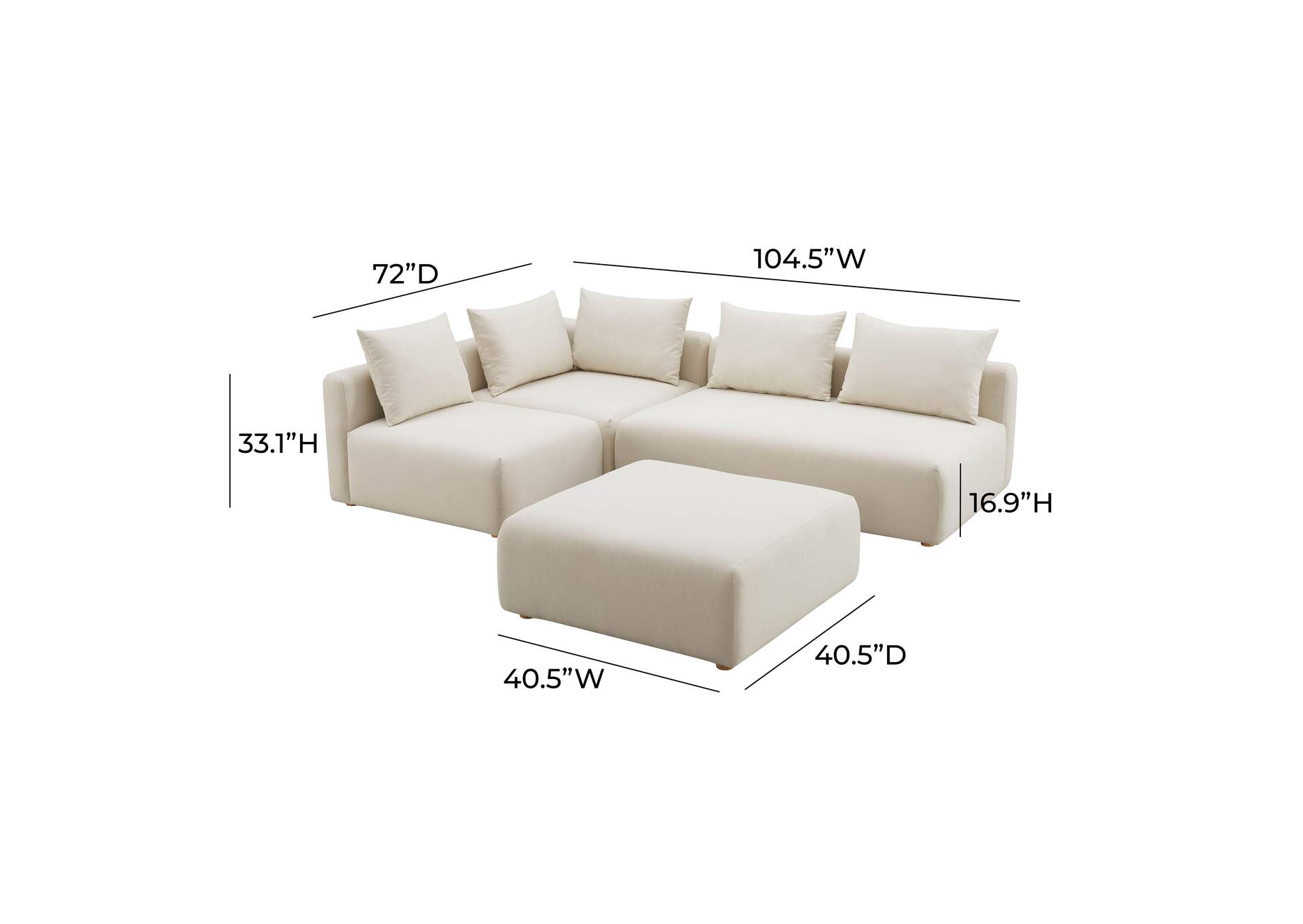 Hangover Cream Performance Linen 4 - Piece Modular Chaise Sectional image 6