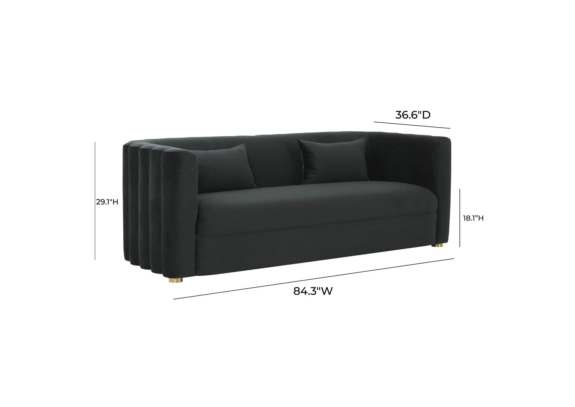Callie Black Velvet Sofa image 7