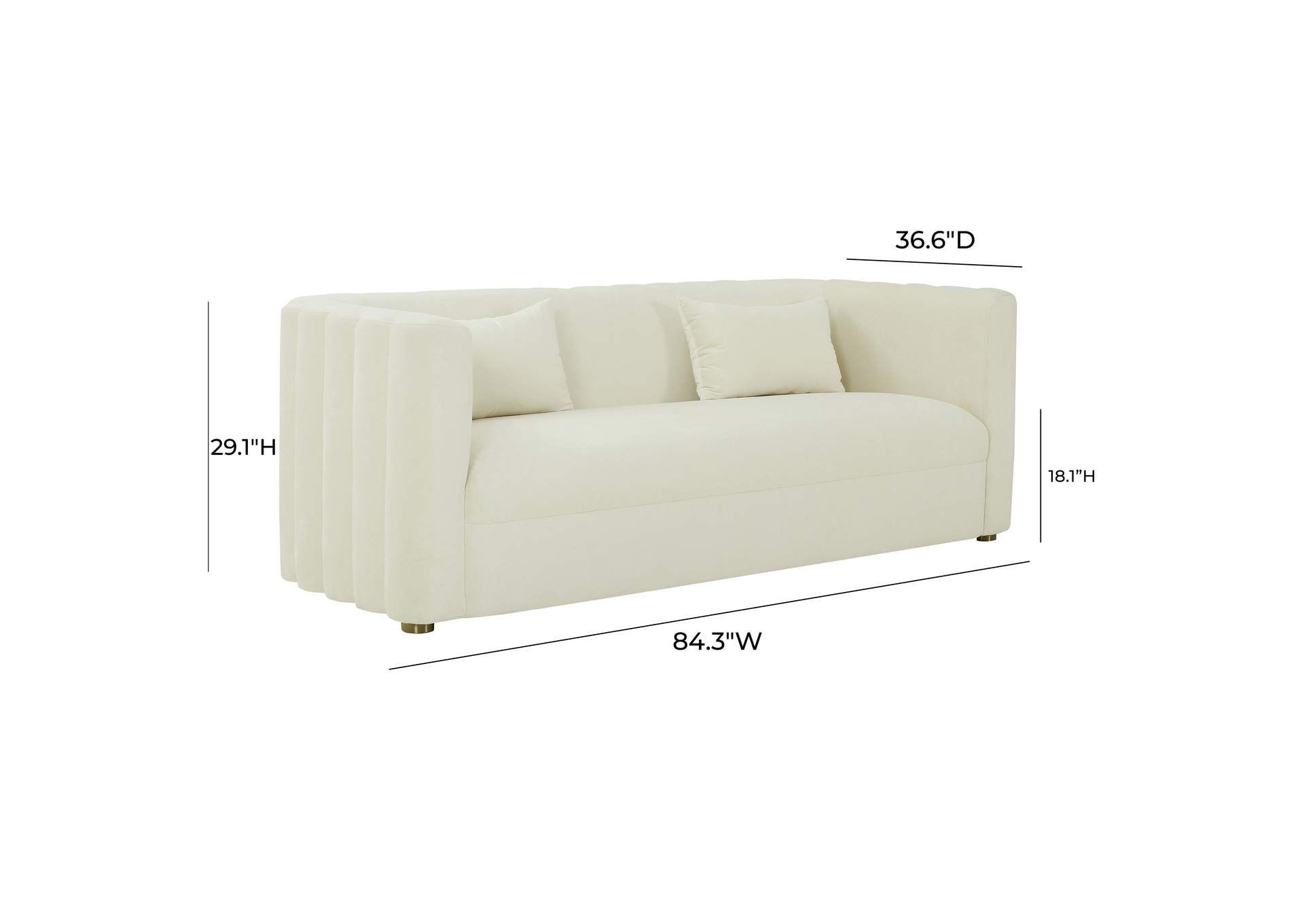 Callie Cream Velvet Sofa image 7