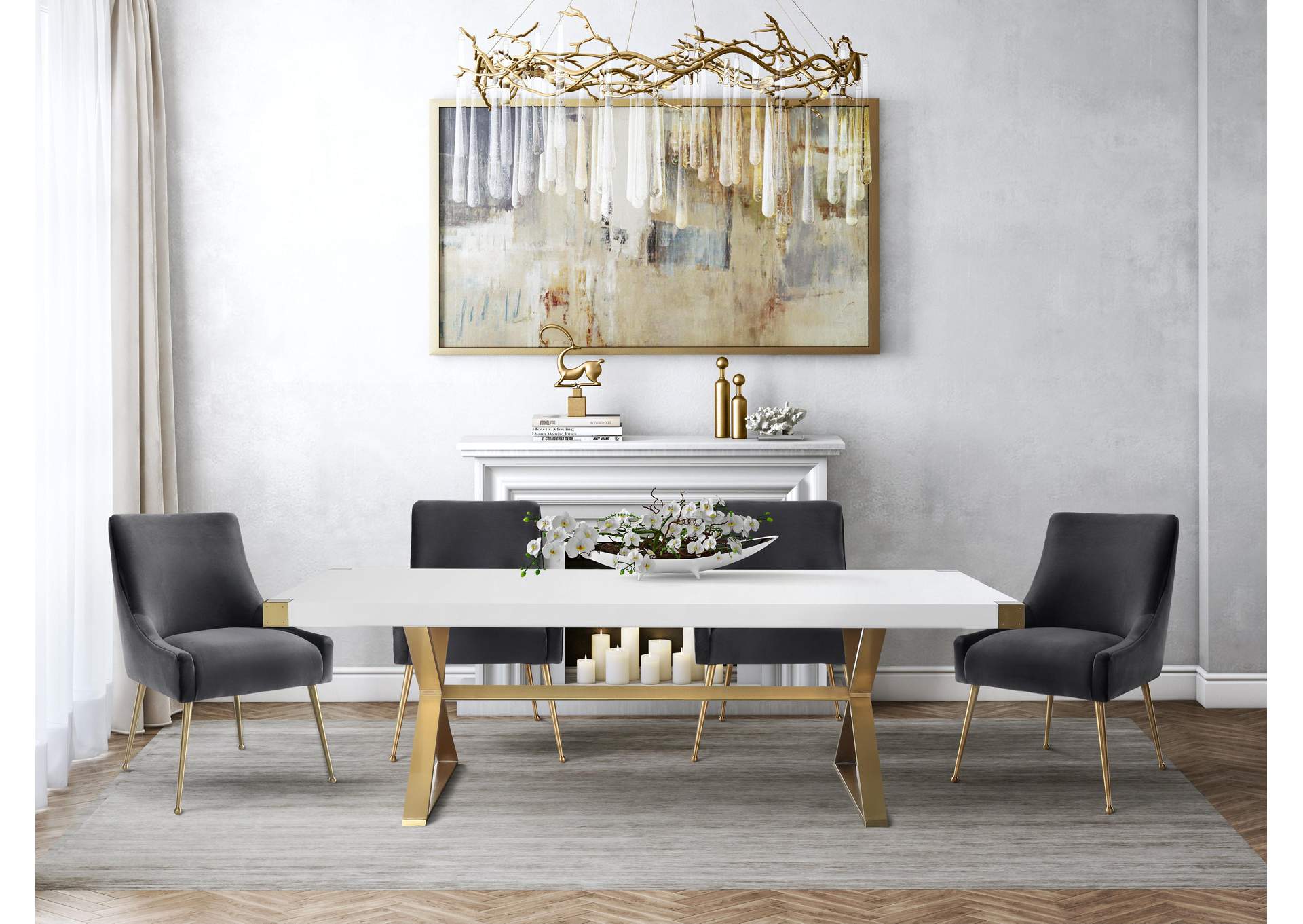 Adeline White Lacquer Dining Table image 3
