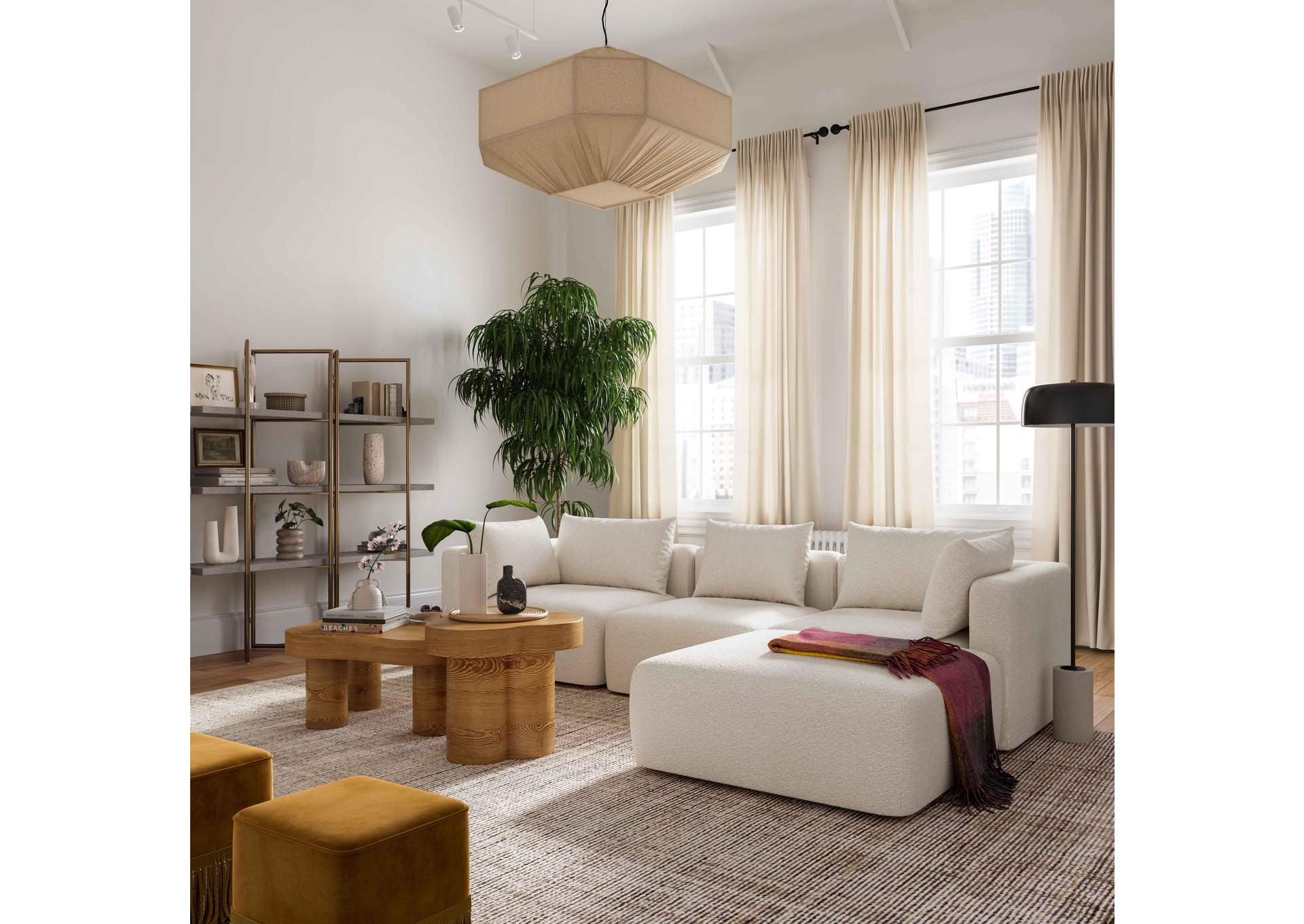 Hangover Cream Boucle 4 - Piece Modular Sectional image 3