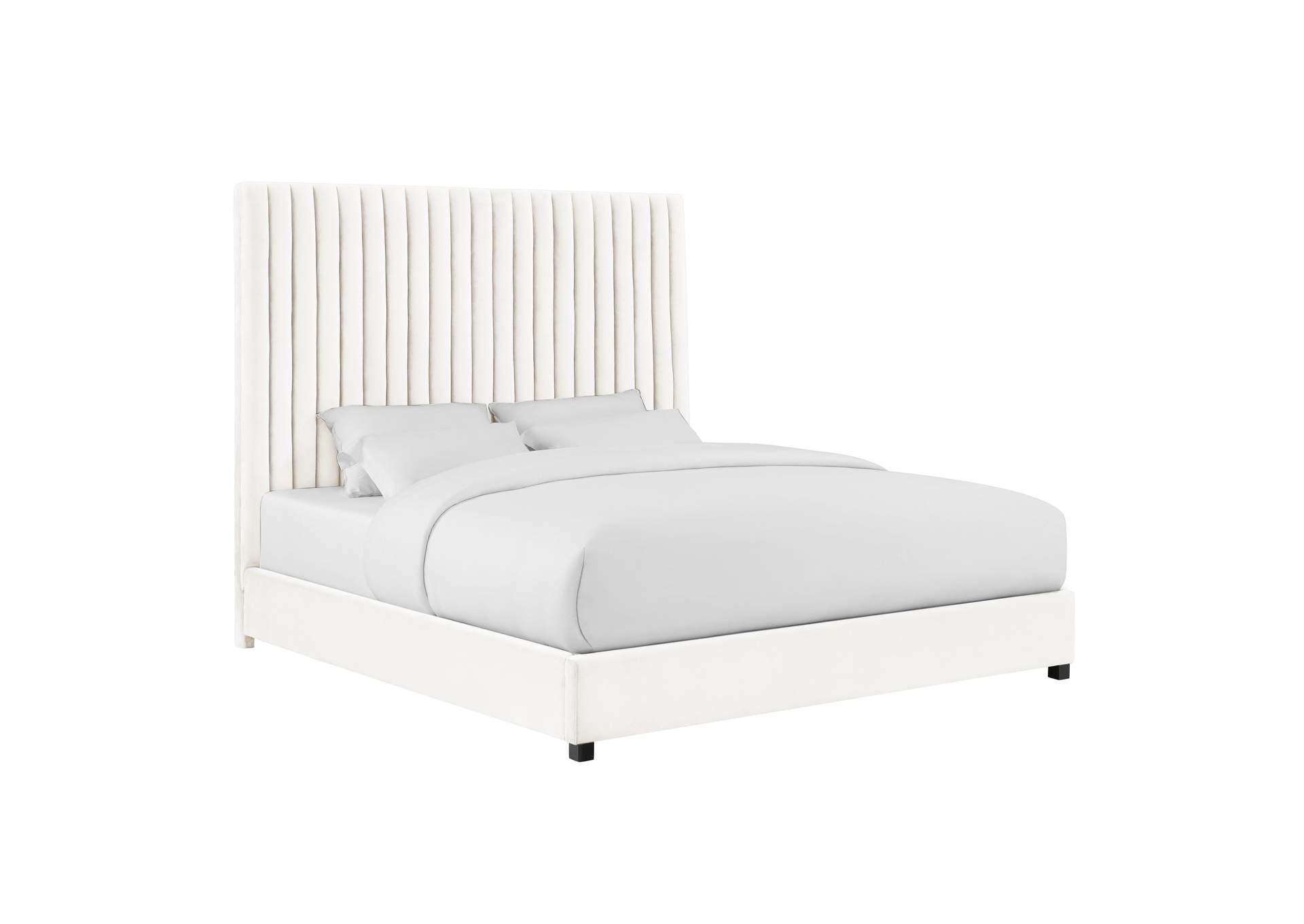 Arabelle White Velvet King Bed image 1