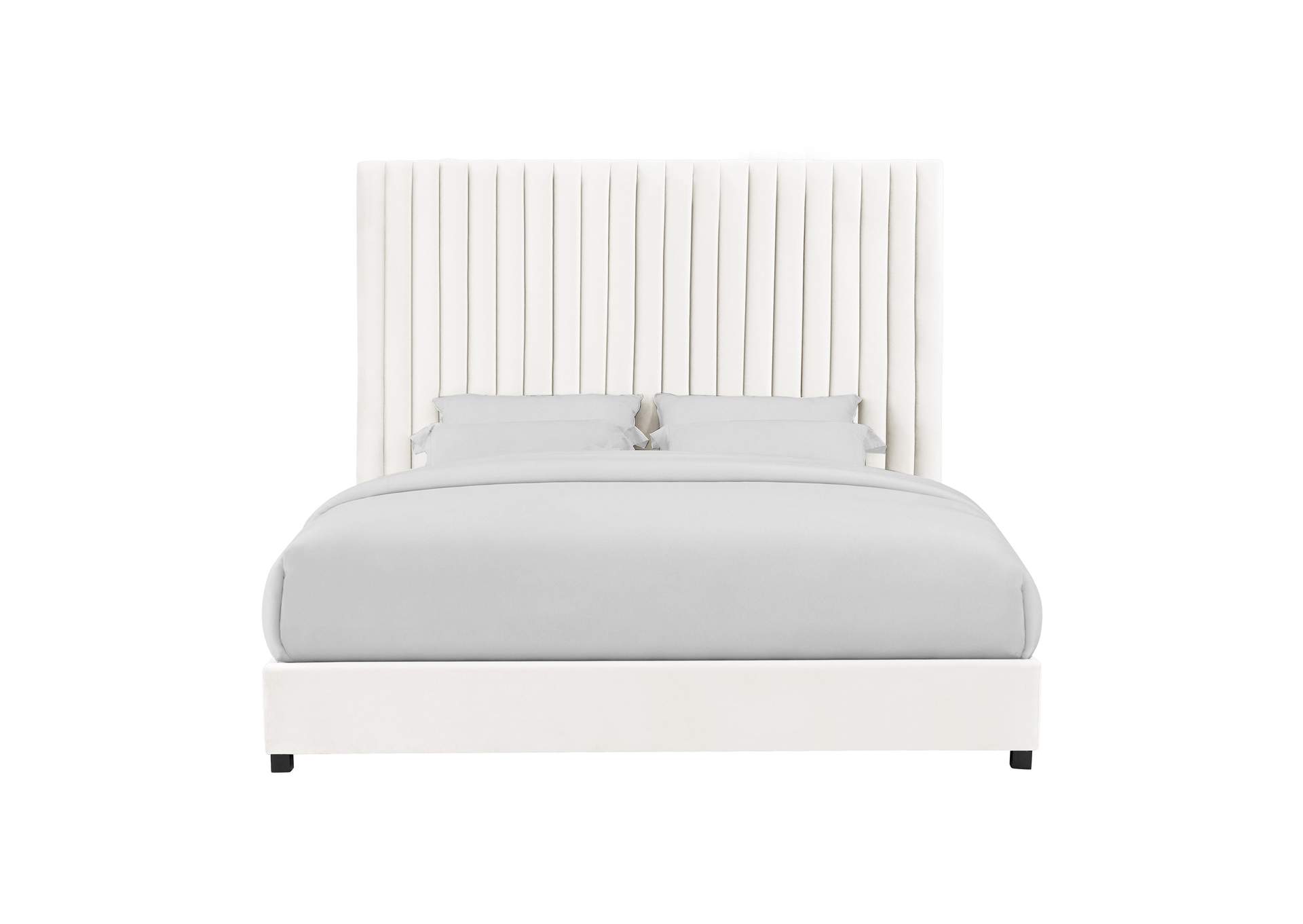Arabelle White Velvet King Bed image 4