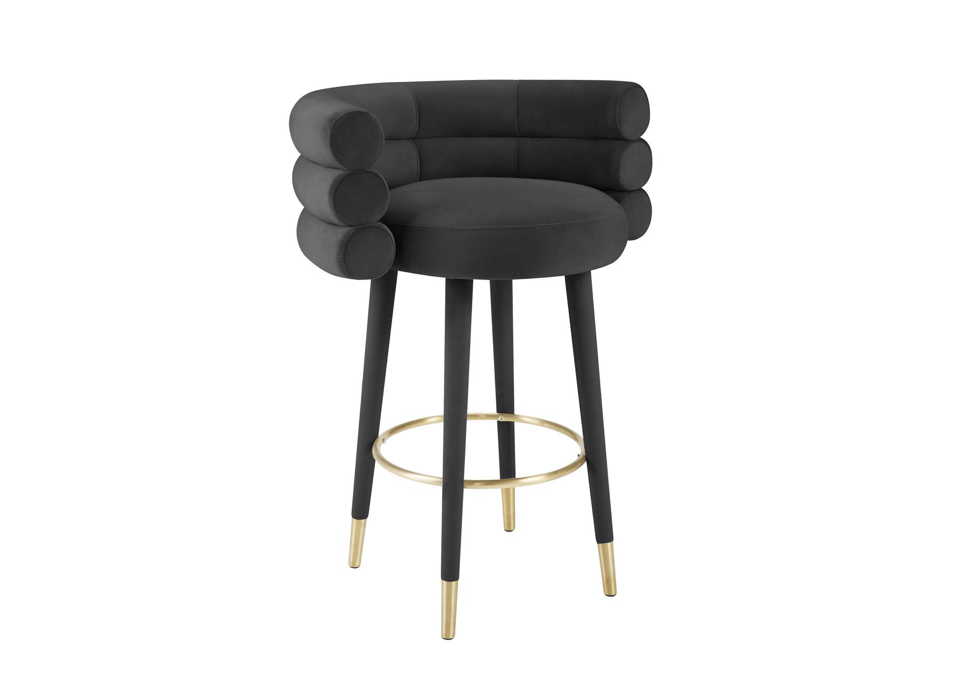 Betty Black Velvet Barstool image 1