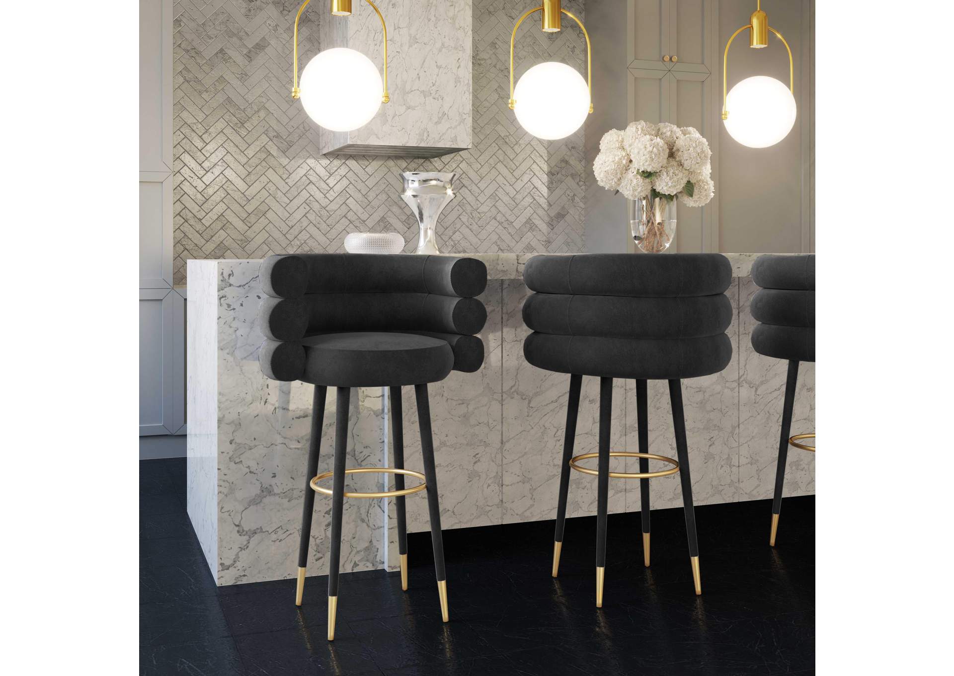 Betty Black Velvet Barstool image 3