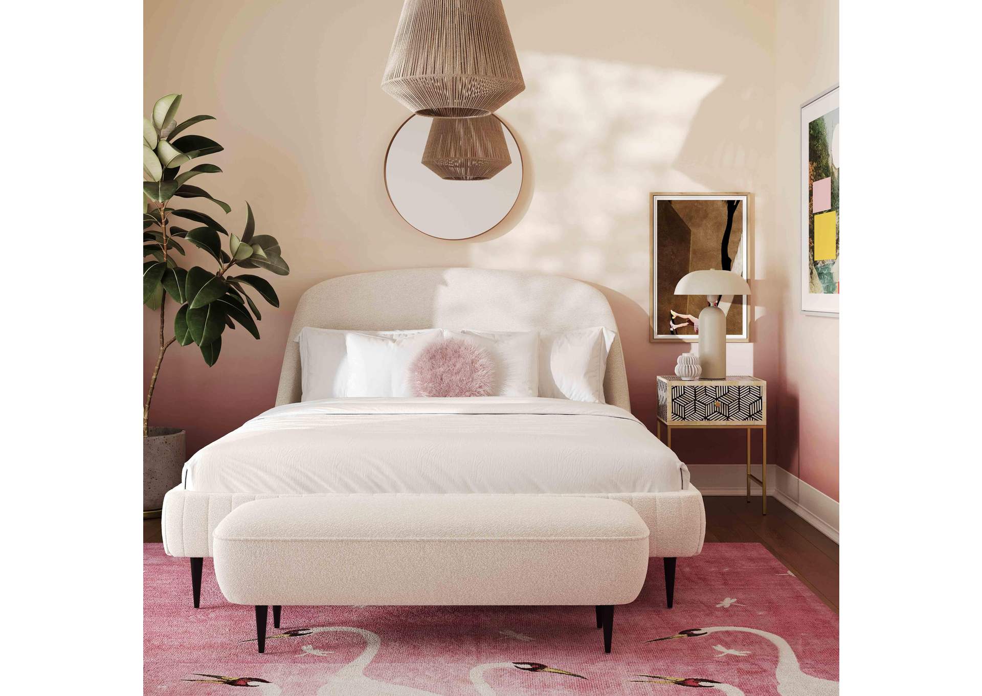 Denise Cream Boucle King Bed image 3
