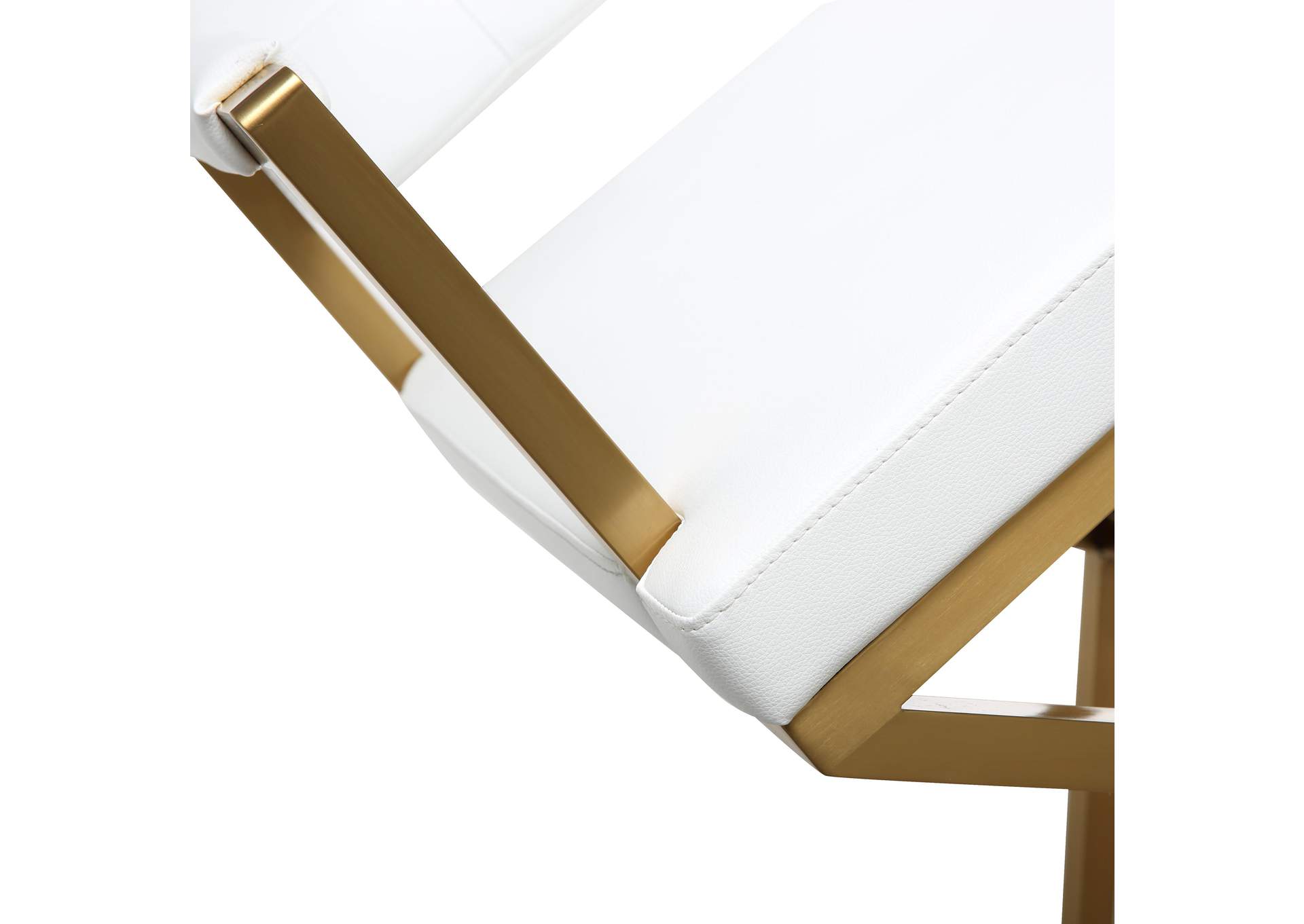 Director White Performance Vegan Leather and Gold Steel Counter Stool image 7