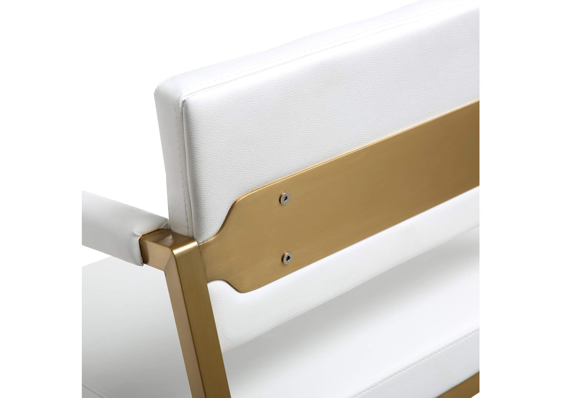 Director White Performance Vegan Leather and Gold Steel Counter Stool image 8