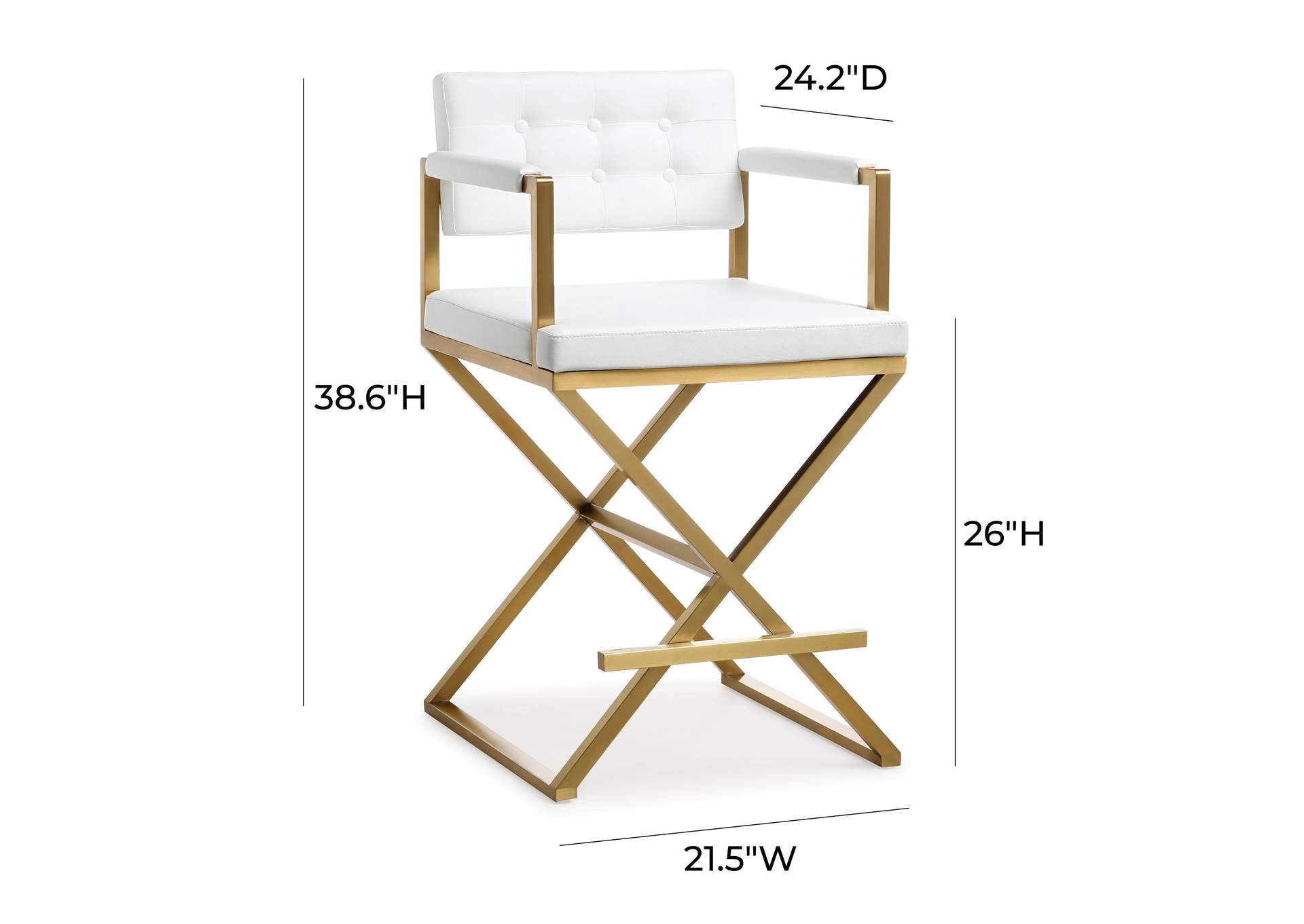 Director White Performance Vegan Leather and Gold Steel Counter Stool image 10
