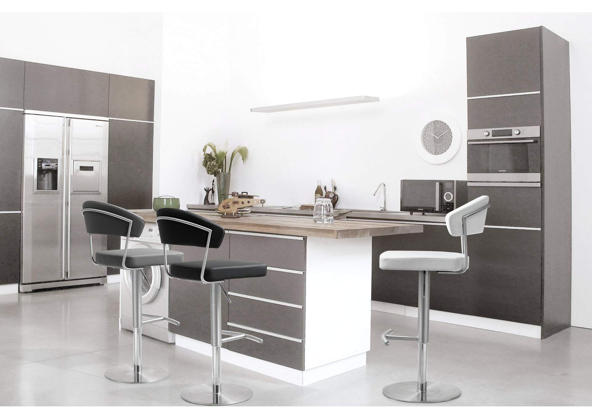 Cosmo Grey Performance Vegan Leather and Stainless Steel Barstool image 3
