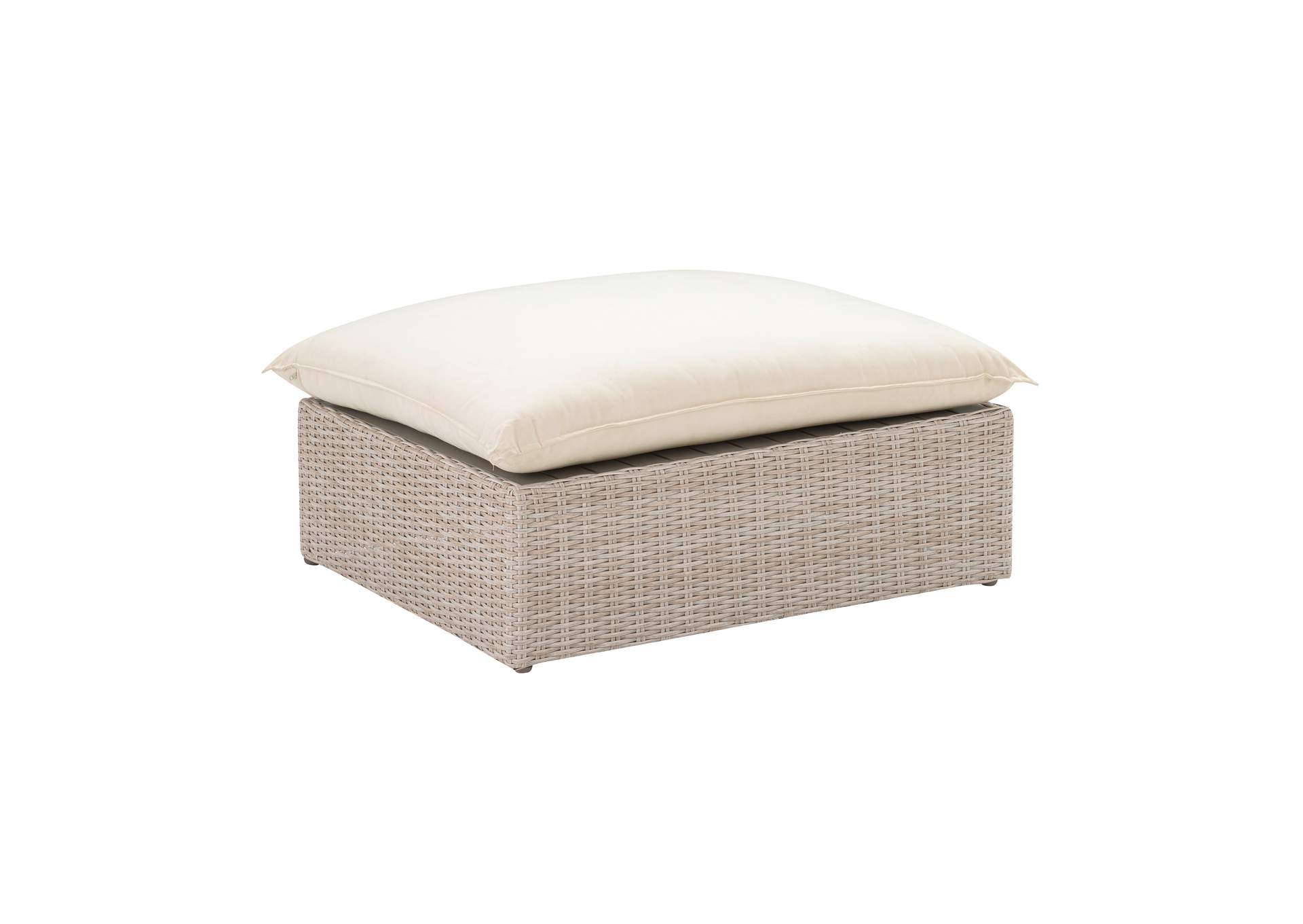 Cali Natural Wicker Outdoor Ottoman image 1