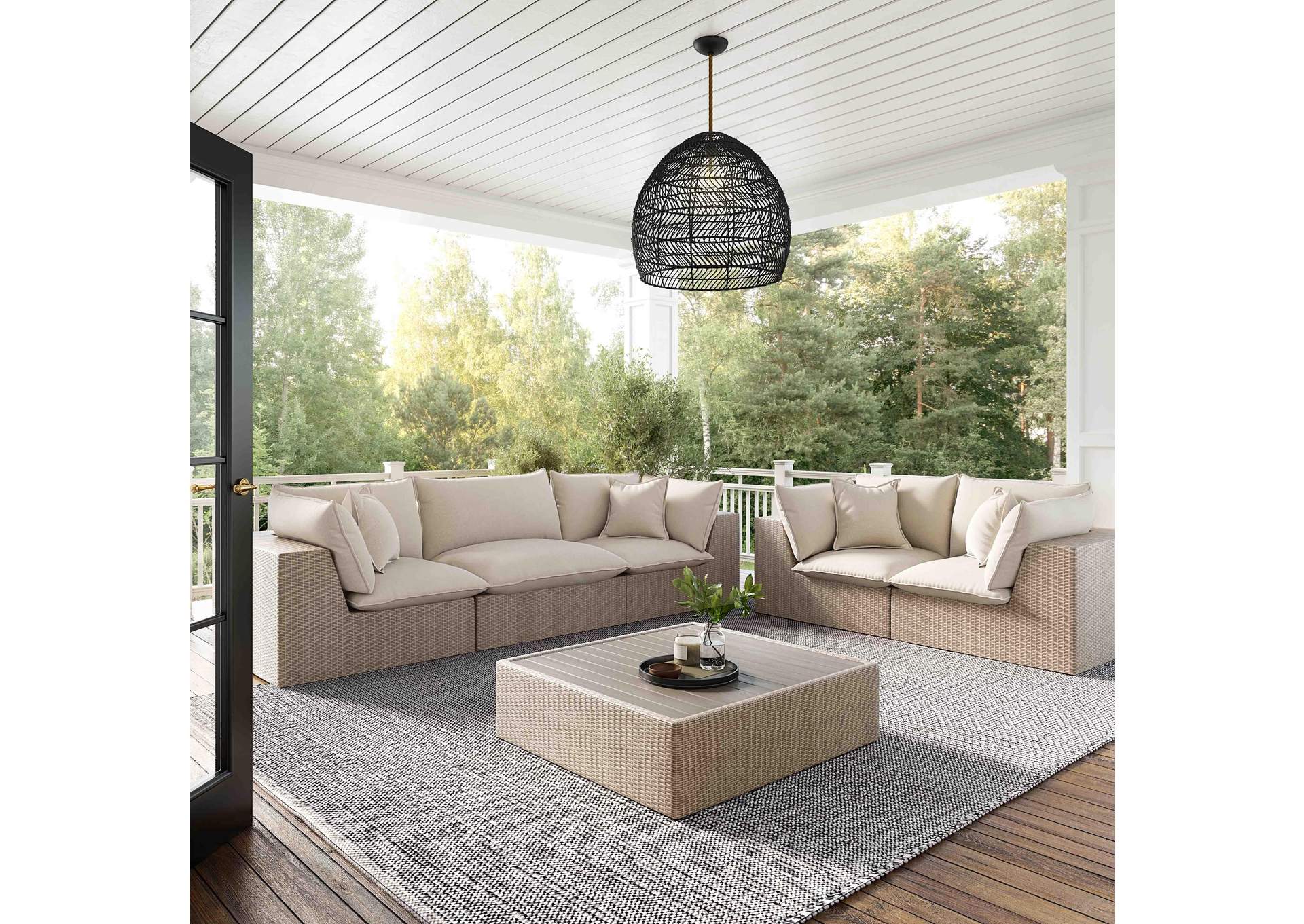 Cali Natural Wicker Outdoor Ottoman image 4