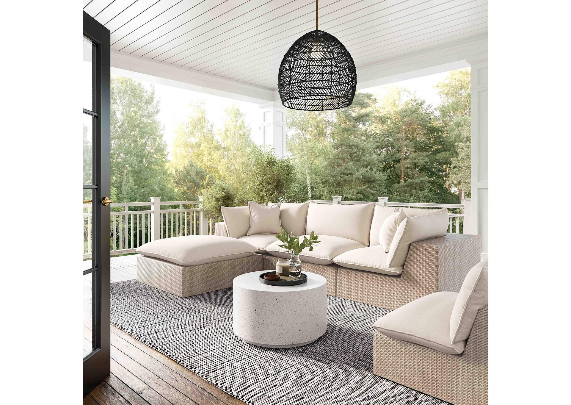 Cali Natural Wicker Outdoor Ottoman image 3