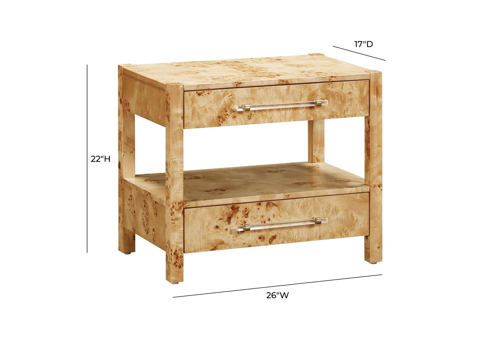 Brandyss Natural Burl Nightstand image 10