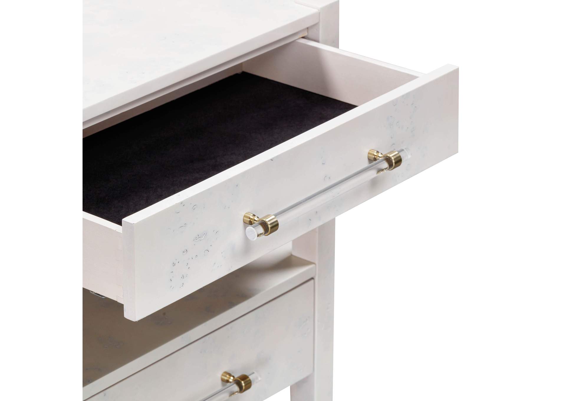 Brandyss White Burl Nightstand image 6