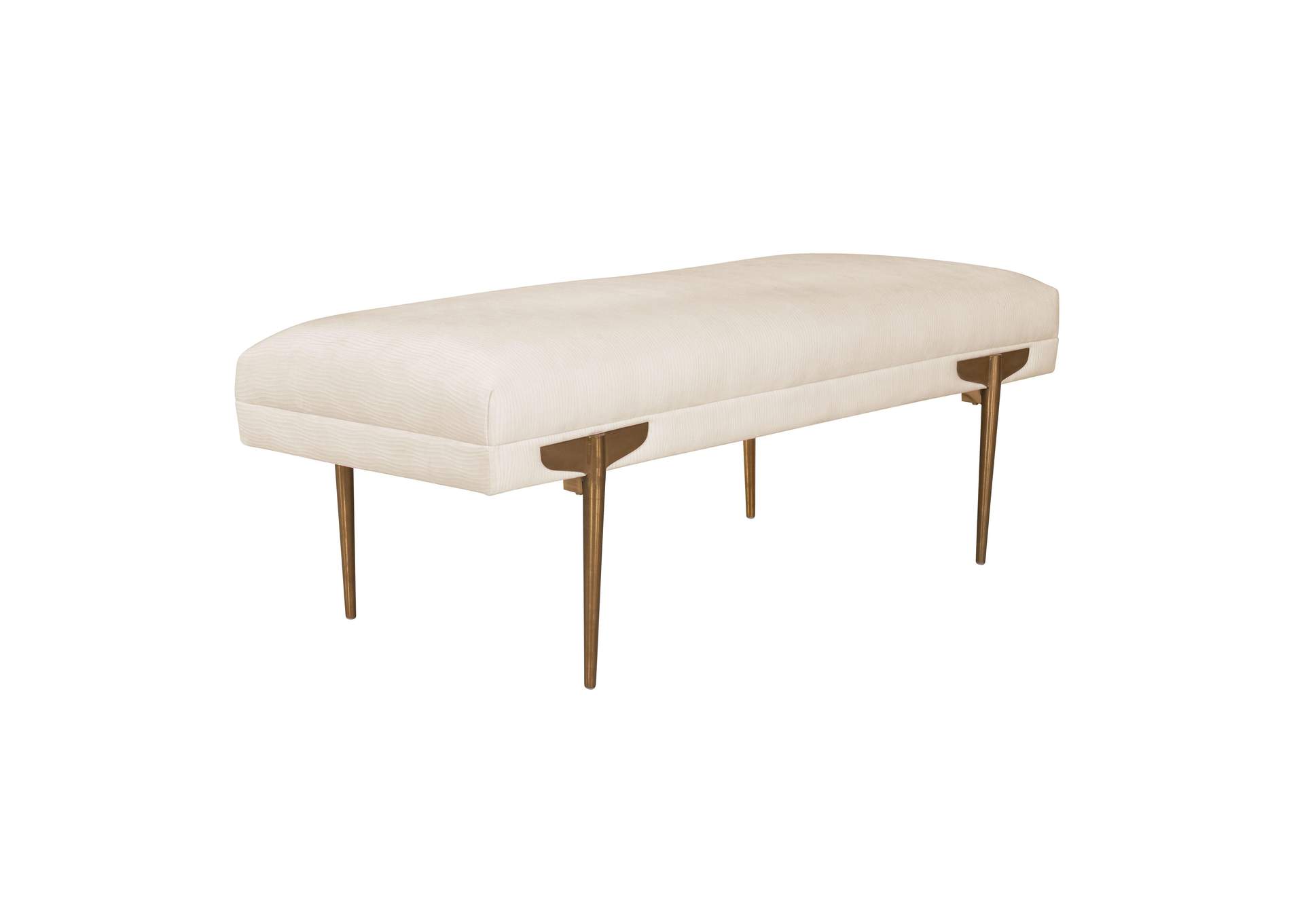 Brown White Waived Velvet Bench image 1