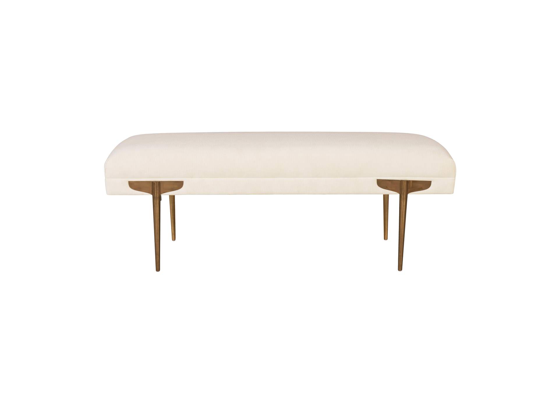 Brown White Waived Velvet Bench image 4