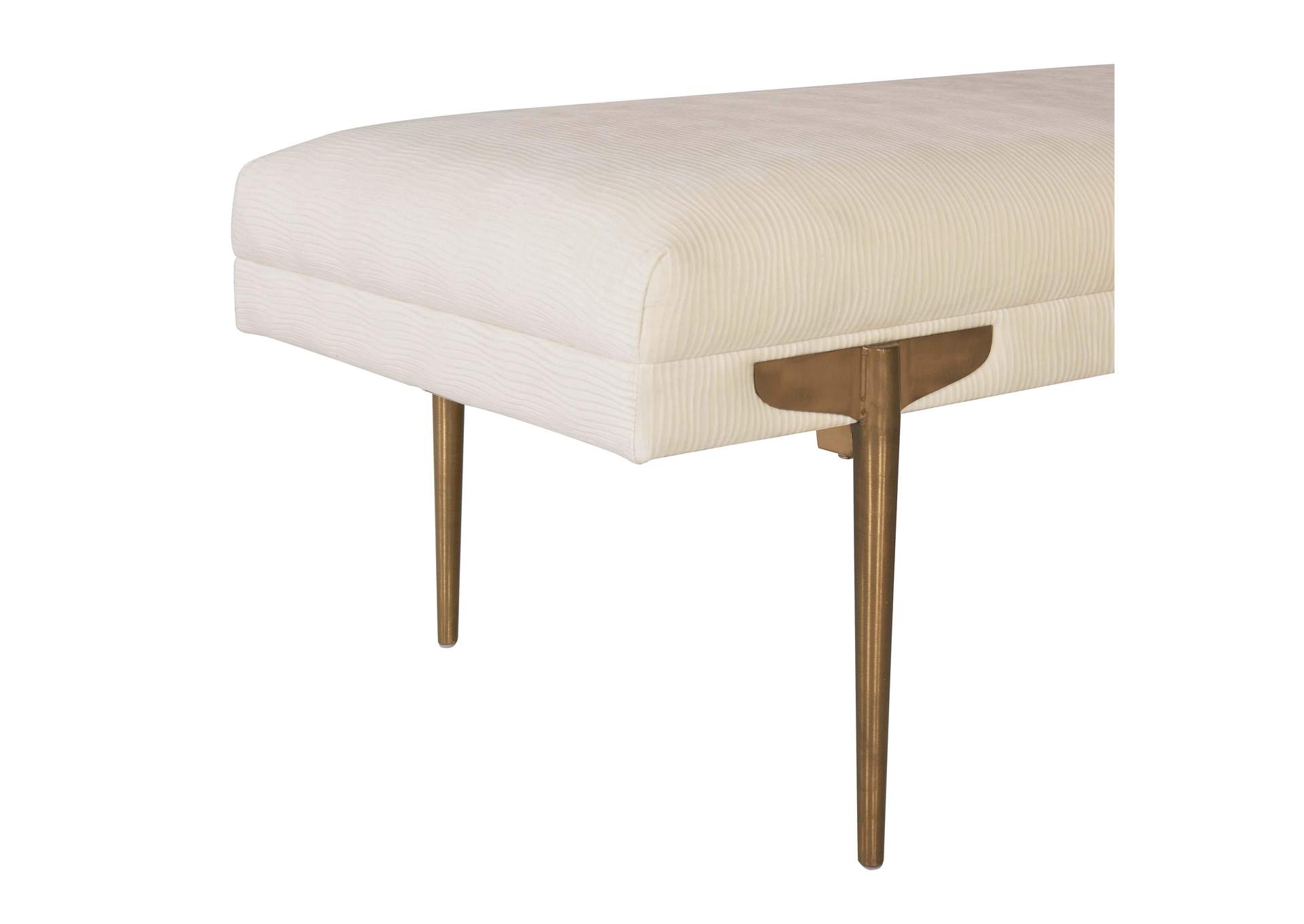 Brown White Waived Velvet Bench image 5