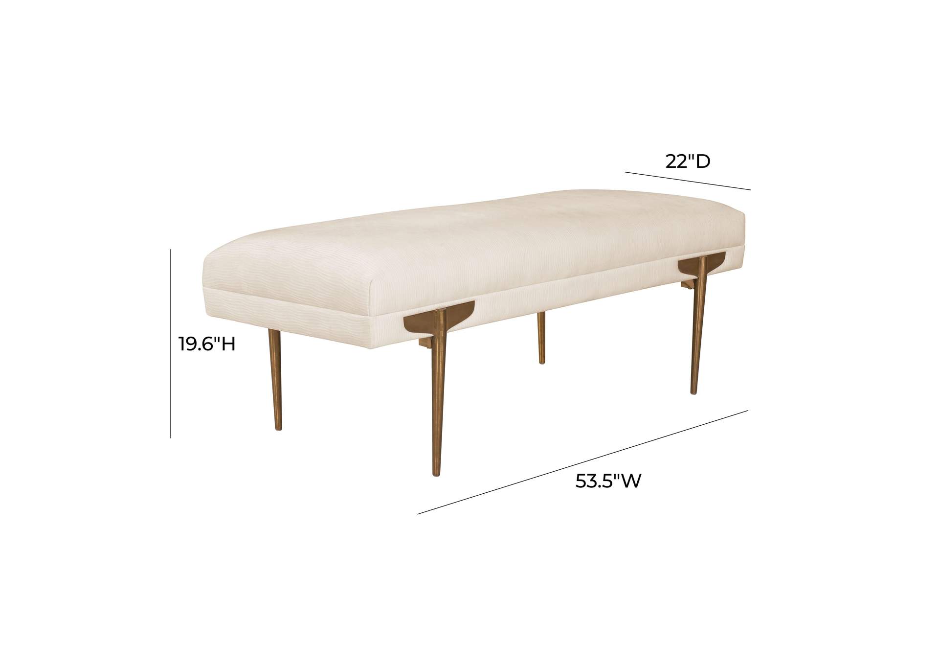 Brown White Waived Velvet Bench image 6