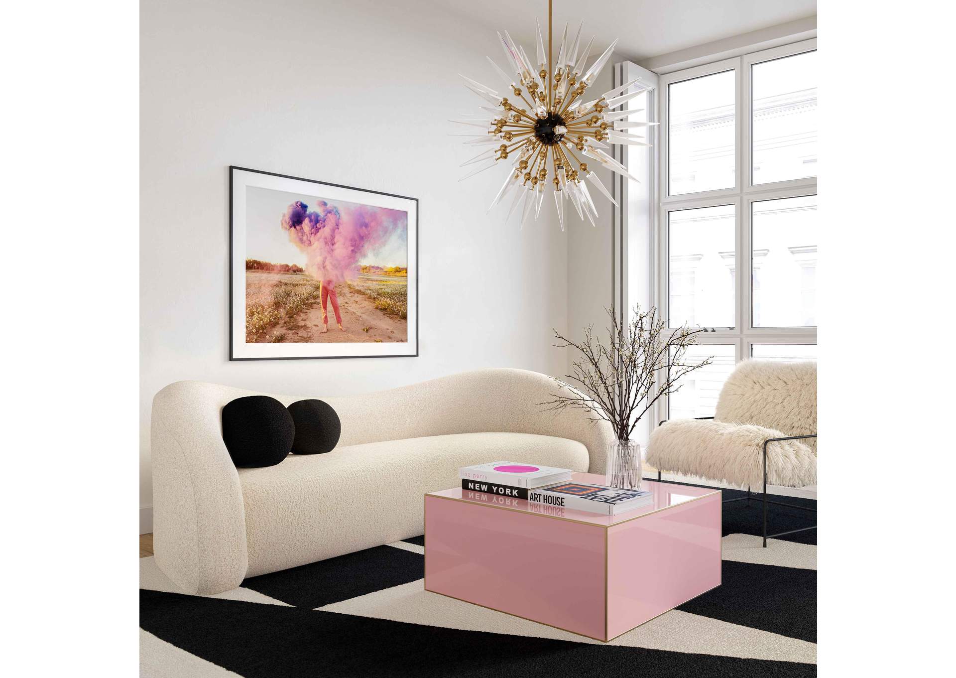 Leonie Beige Faux Shearling Sofa image 3