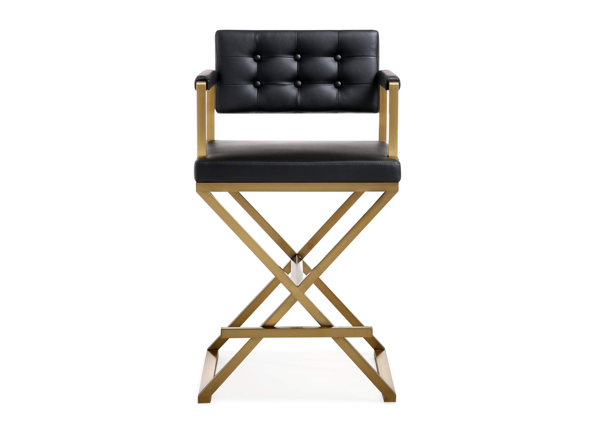 Director Black Performance Vegan Leather and Gold Steel Counter Stool image 4