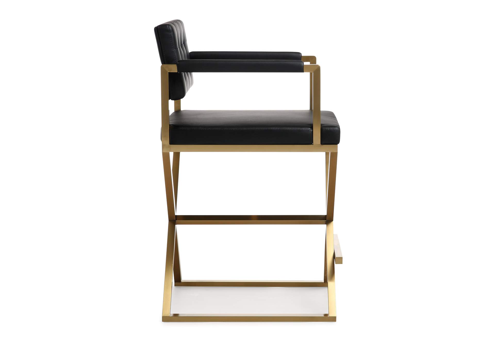 Director Black Performance Vegan Leather and Gold Steel Counter Stool image 5