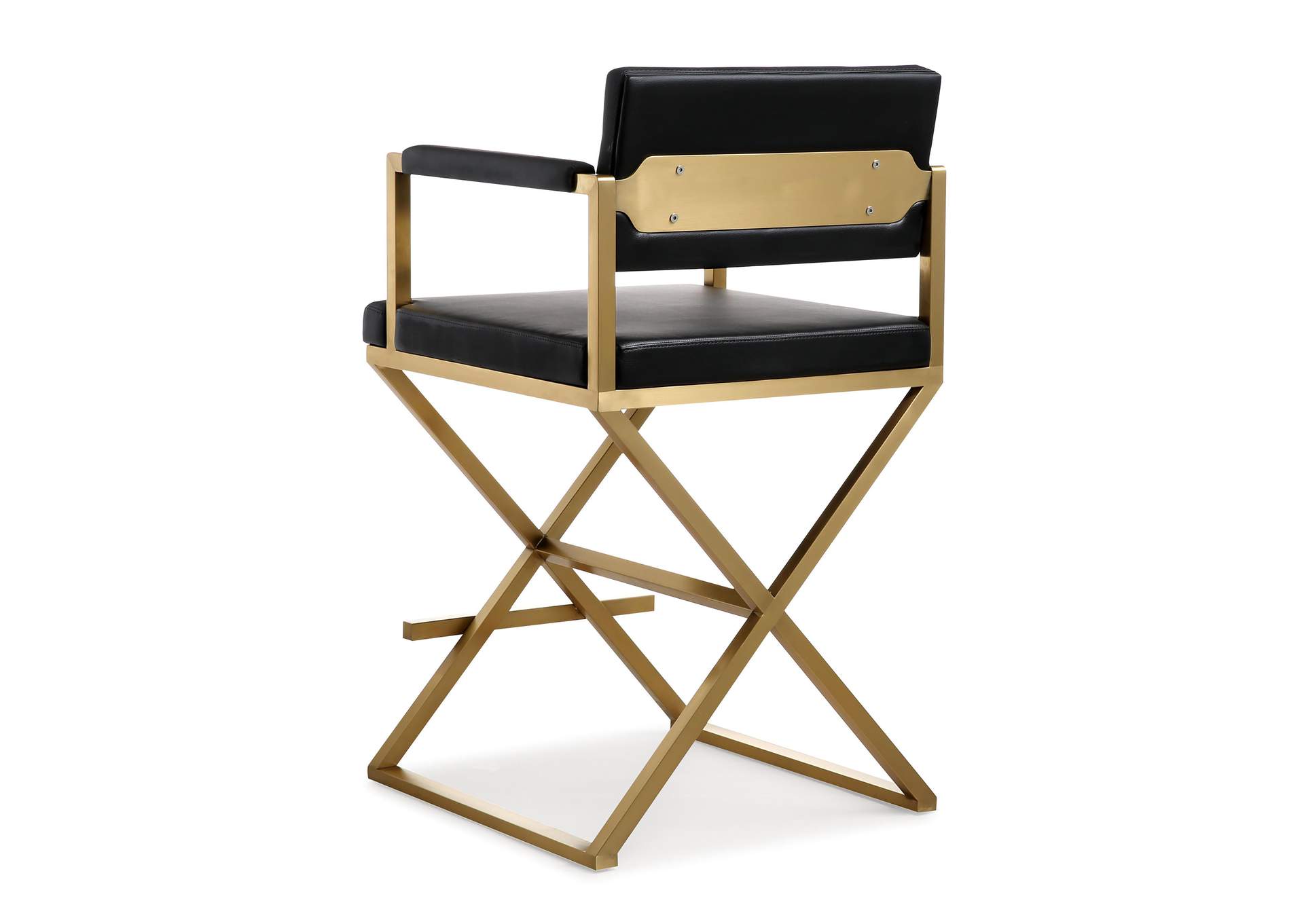 Director Black Performance Vegan Leather and Gold Steel Counter Stool image 6
