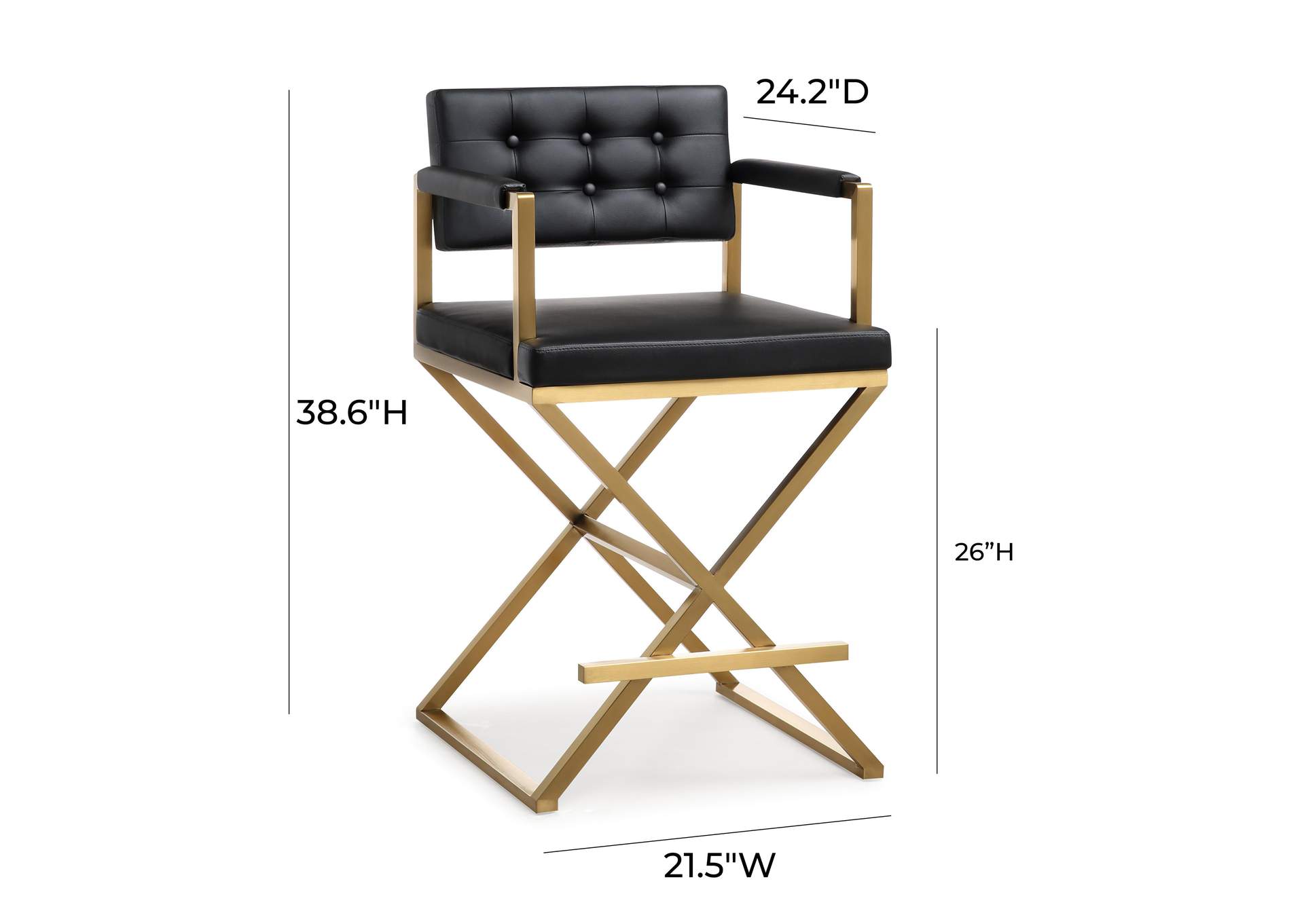 Director Black Performance Vegan Leather and Gold Steel Counter Stool image 10