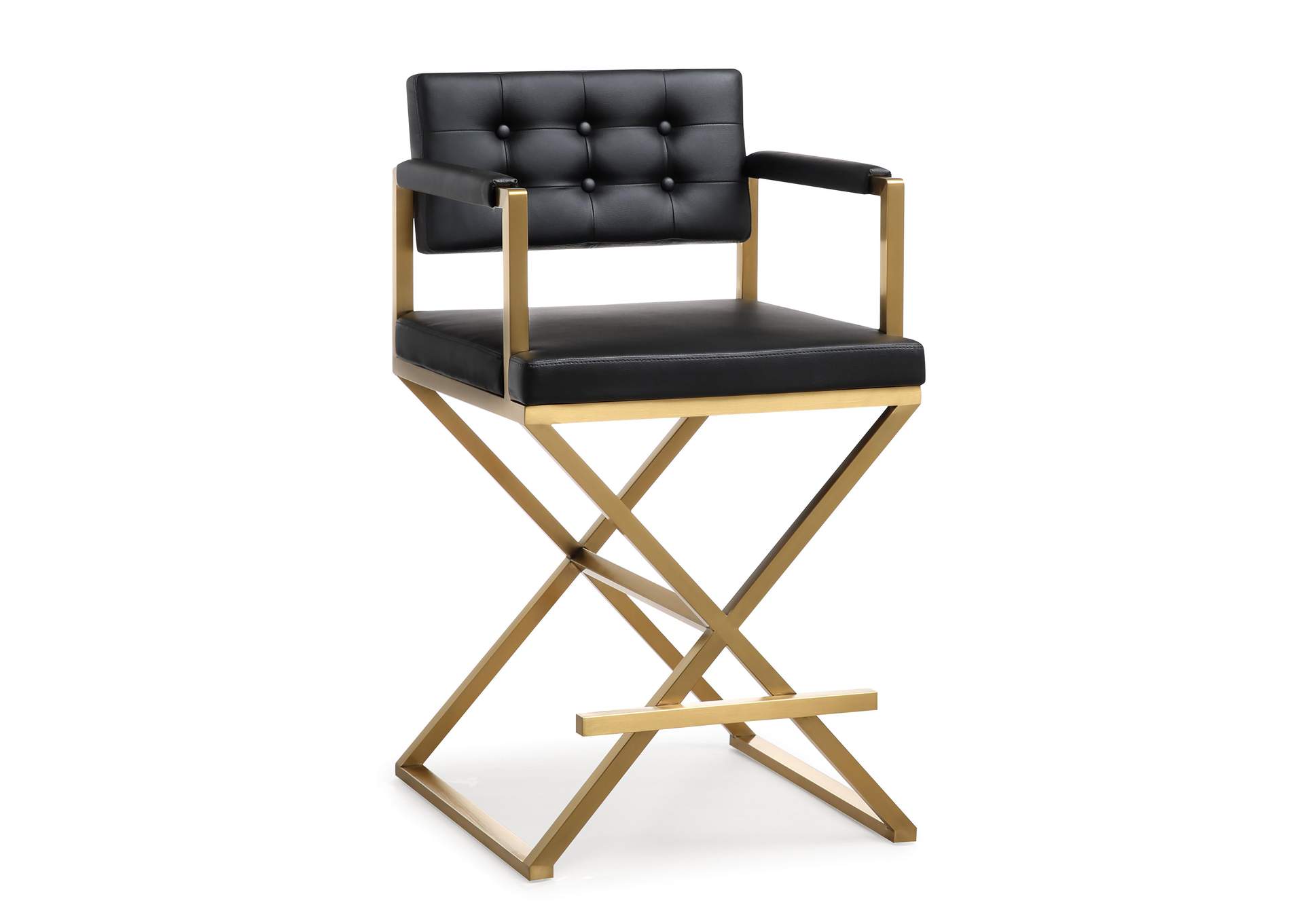 Director Black Performance Vegan Leather and Gold Steel Counter Stool image 3